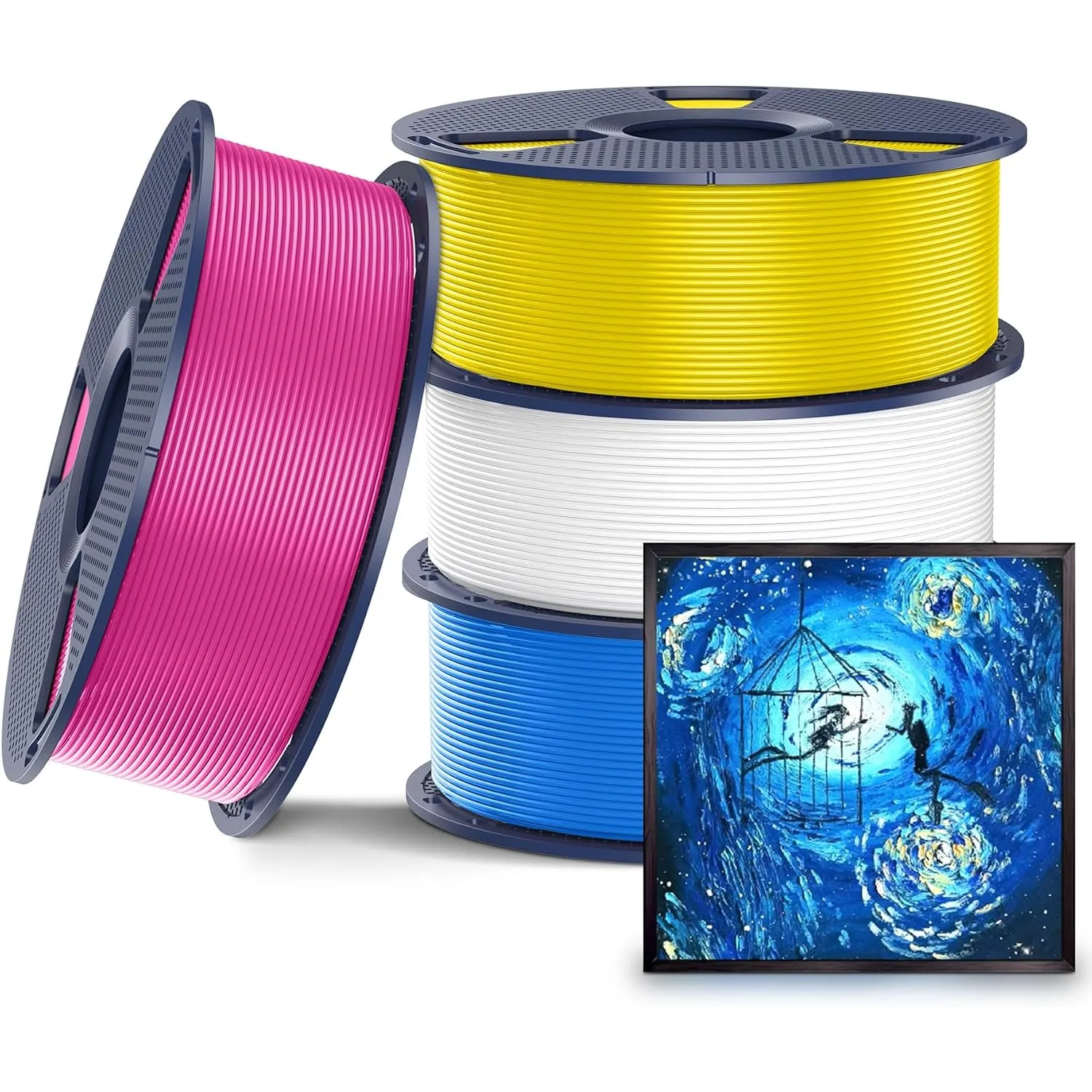 SUNLU 4KG CMYK Lithophane PLA Filament 1.75mm, Weiß+Cyan+Magenta+Gelb