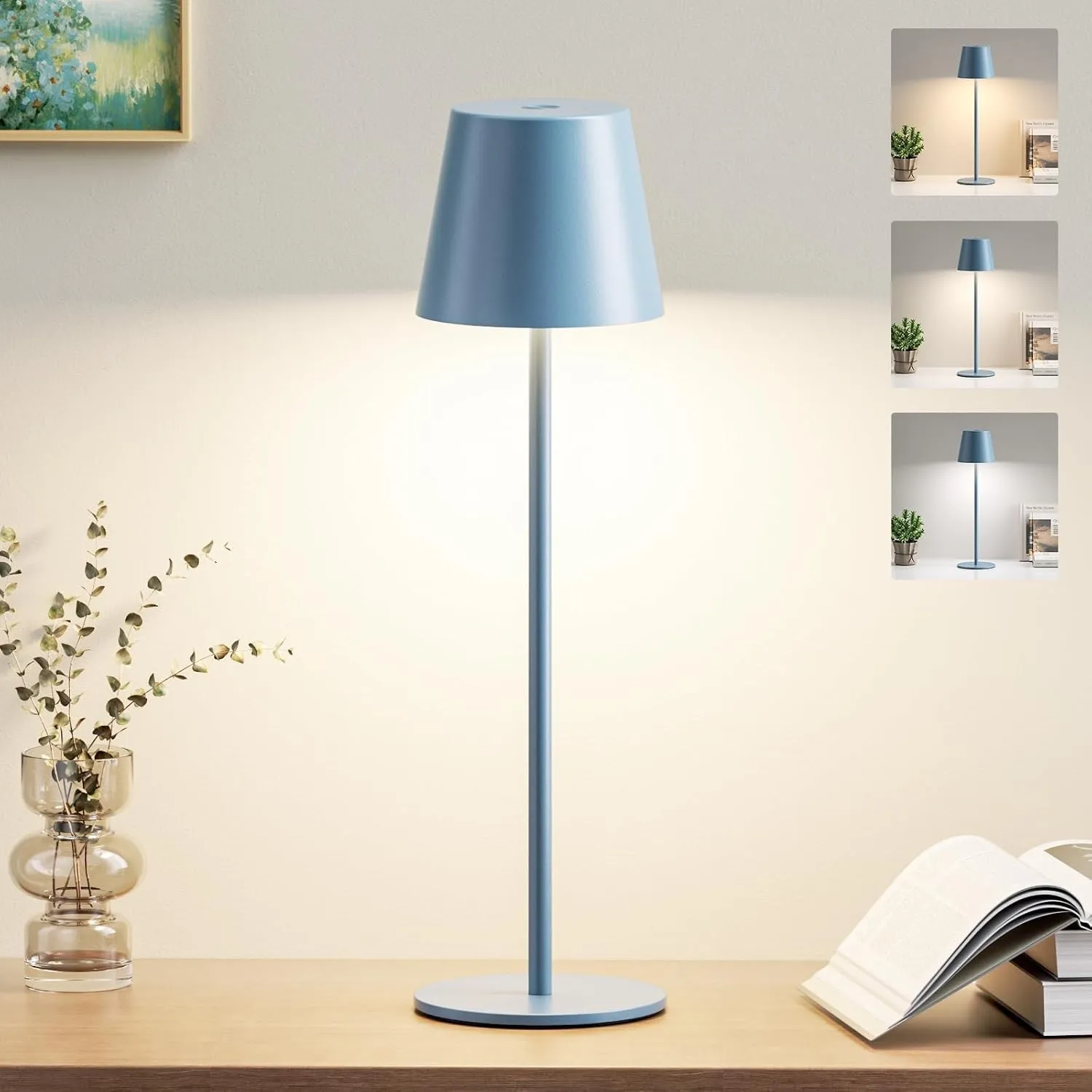 Tischlampe Kabellos LED, Akku Tischlampe für Outdoor Indoor(Blau)