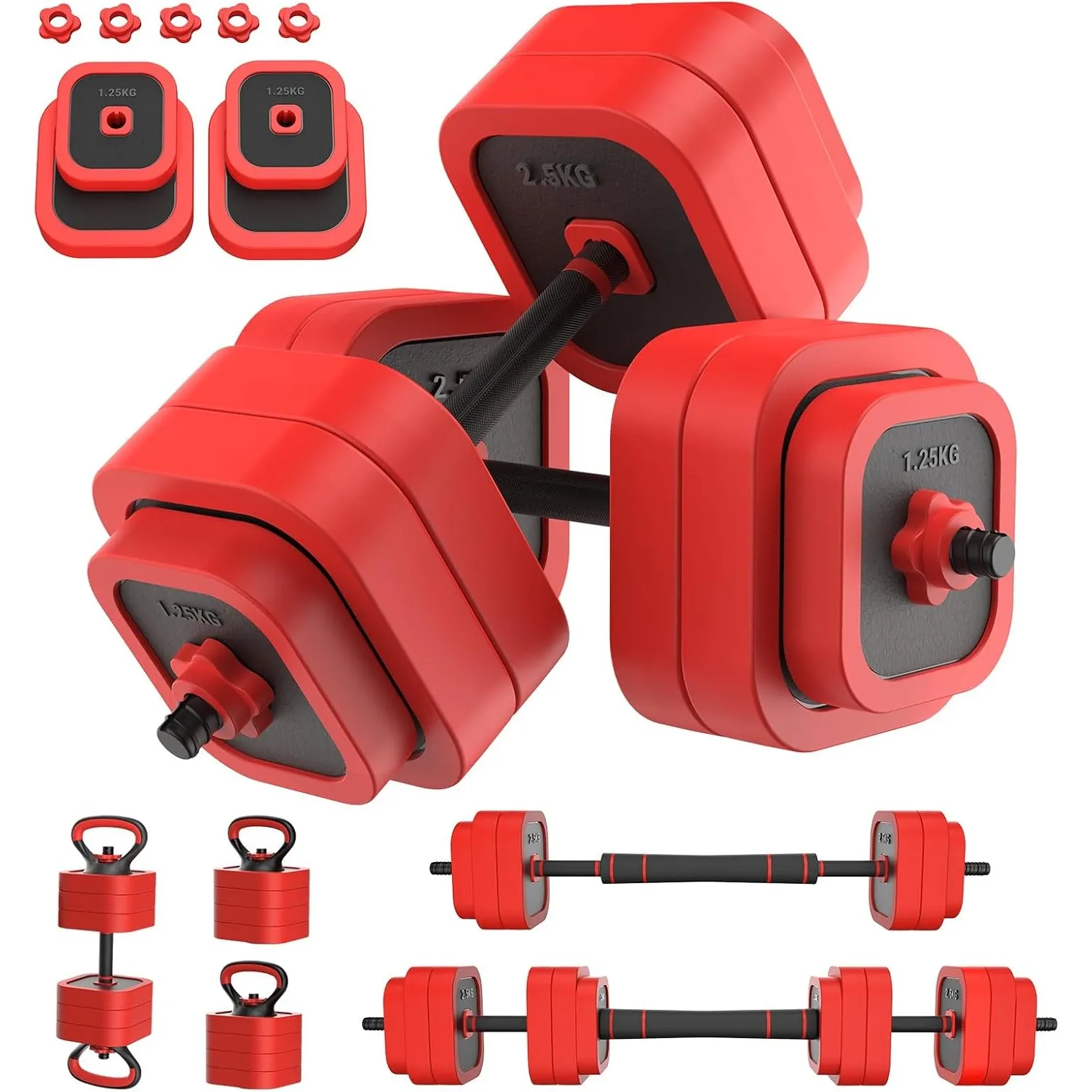 JOROTO Einstellbare Hantel Set, Gewichte 10/30kg Hanteln Set mit Stecker, 4 in1 Workout Gewicht Set für Home Gym verwen…