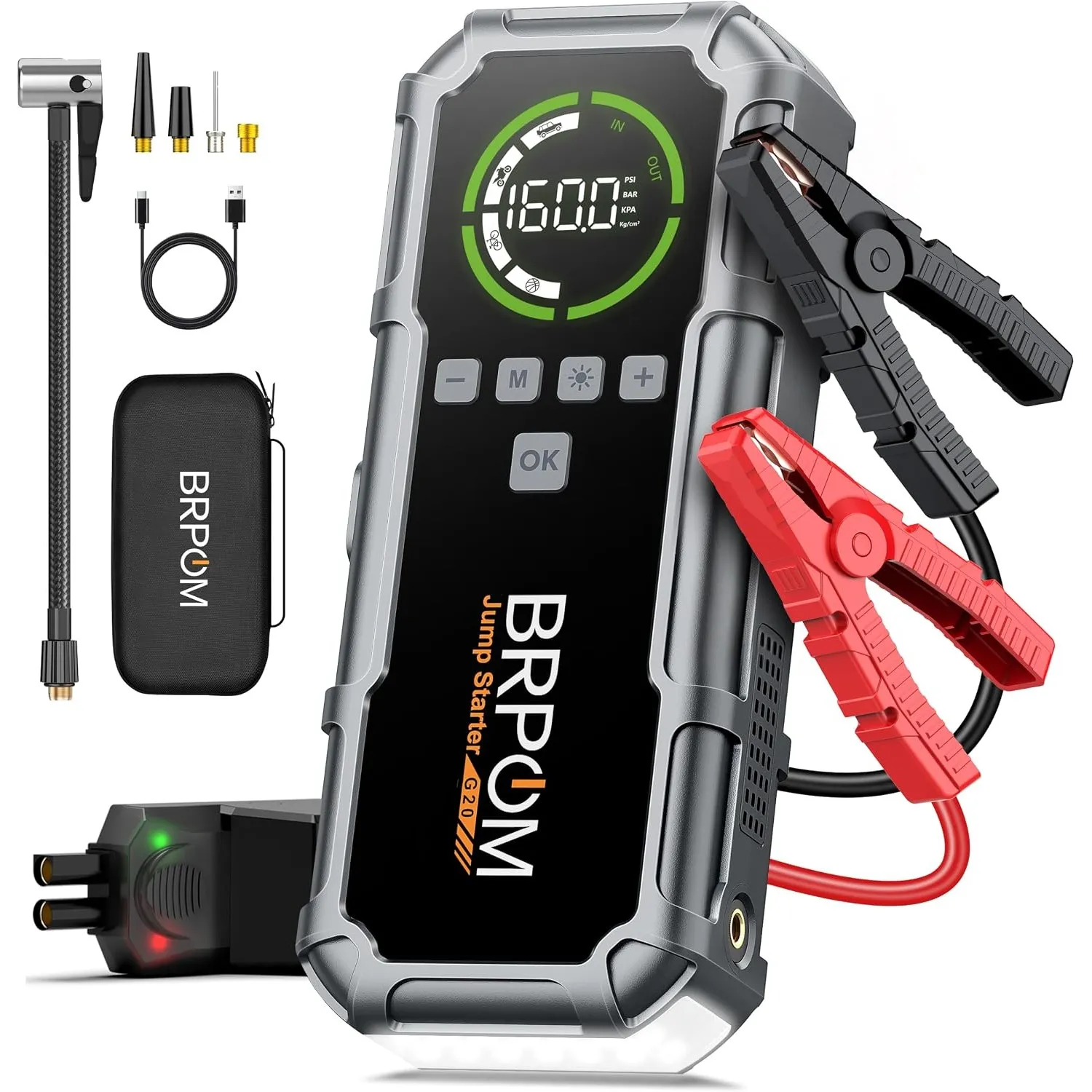 BRPOM 9000A Starthilfe Powerbank mit Luftkompressor 160 PSI
