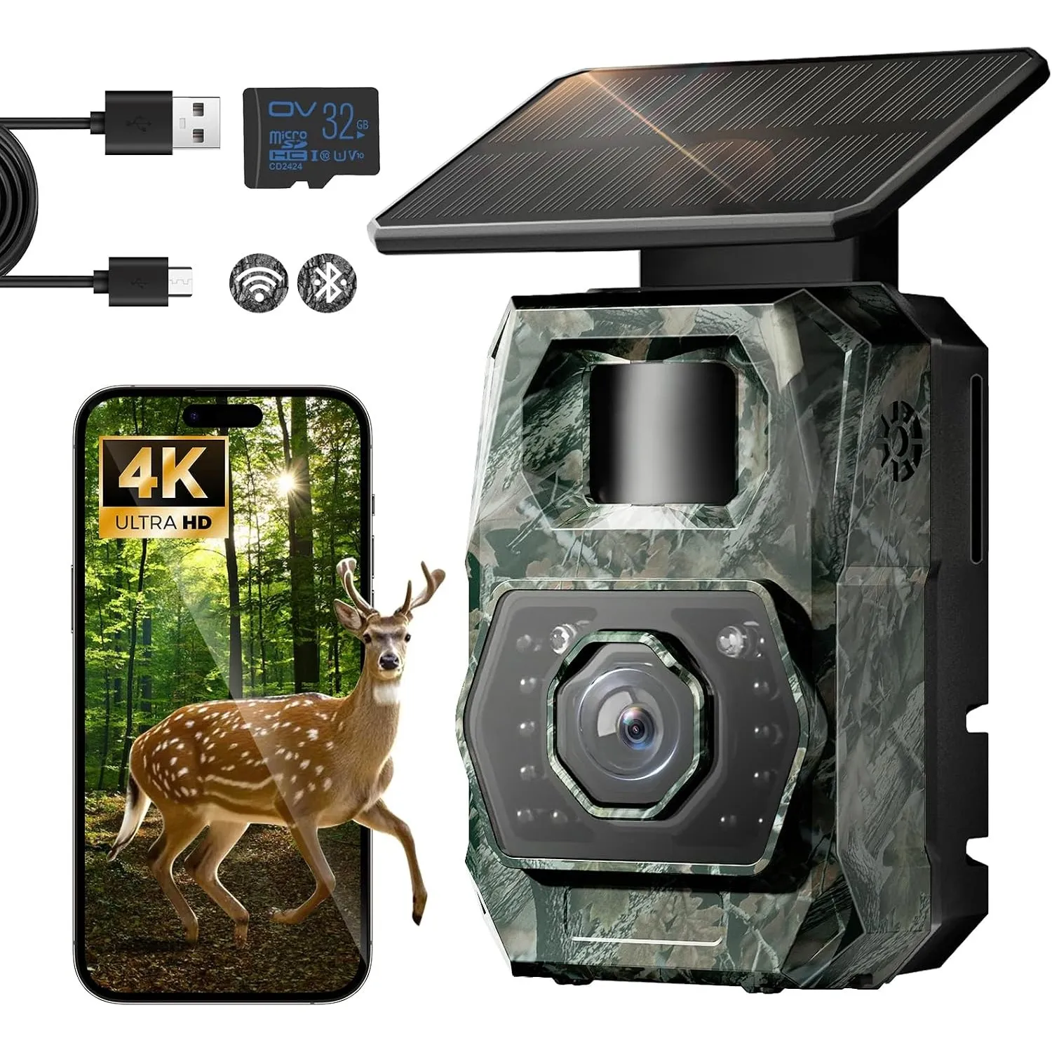 MAXDONE Wildkamera Mit Handyübertragung App, 4K 64MP Wildlife Camera