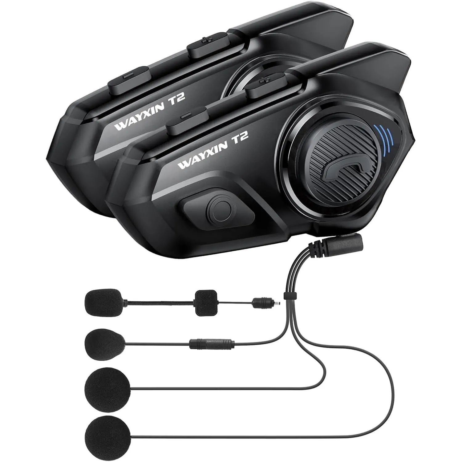 T2 Motorrad Headset mit Gegensprechanlage,Helm Kommunikationssystem für 2 Personen in Reichweite von 300m, mit Sprachas…