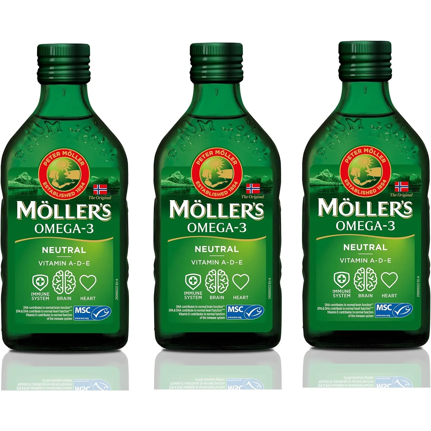 Möller's Omega 3 Lebertran | Nahrungsergänzung mit EPA, DHA, Vit A, D und E | Hochreiner natürlicher | 165 Jahre alte M…