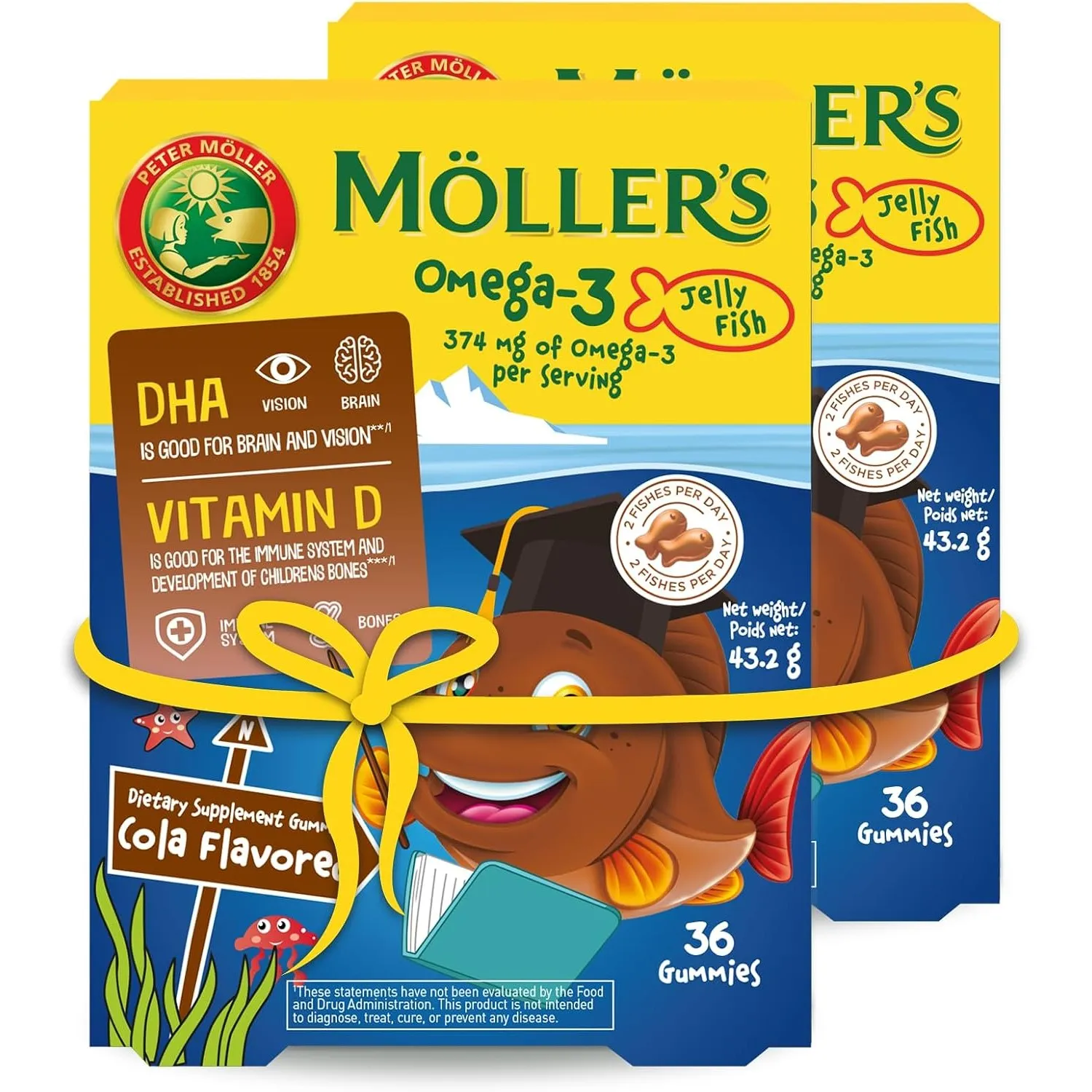 Möller's Omega 3 Kapseln für Kinder | Natürliche Omega 3 Fischtran mit Cola | Mit DHA und EPA | Leicht zu kauen | Ohne …