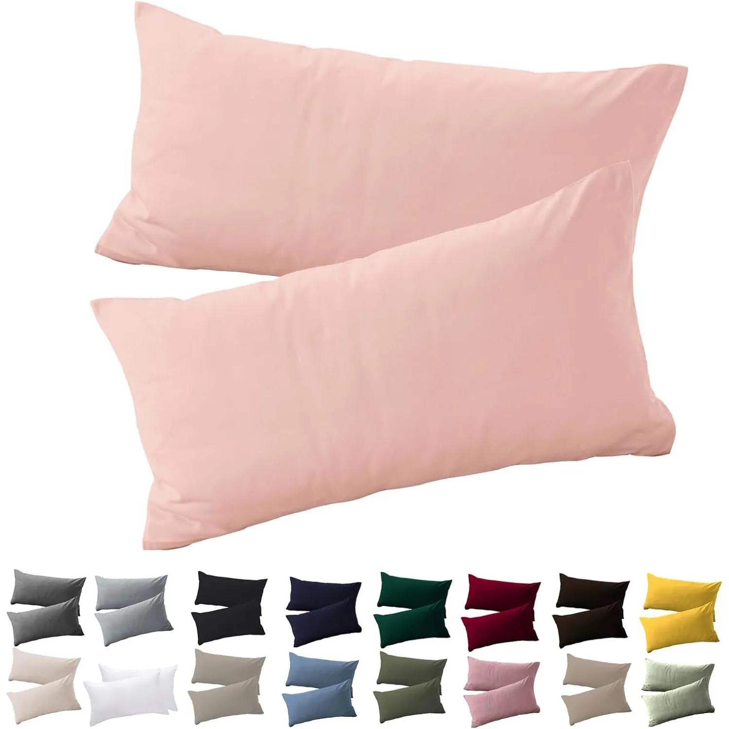 Soifox Kissenbezug 40 x 80 2er Set - Kopfkissenbezug 40x80 Kirschblüte Rosa 100% Mikrofaser bügelfrei & knitterfrei mit…