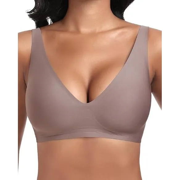 Jiuday Tiefer V Push Up BH Damen ohne Bügel Bequemer Jelly BH für Große Brüste Starker Halt Seamless Soft Bra Bügellose…