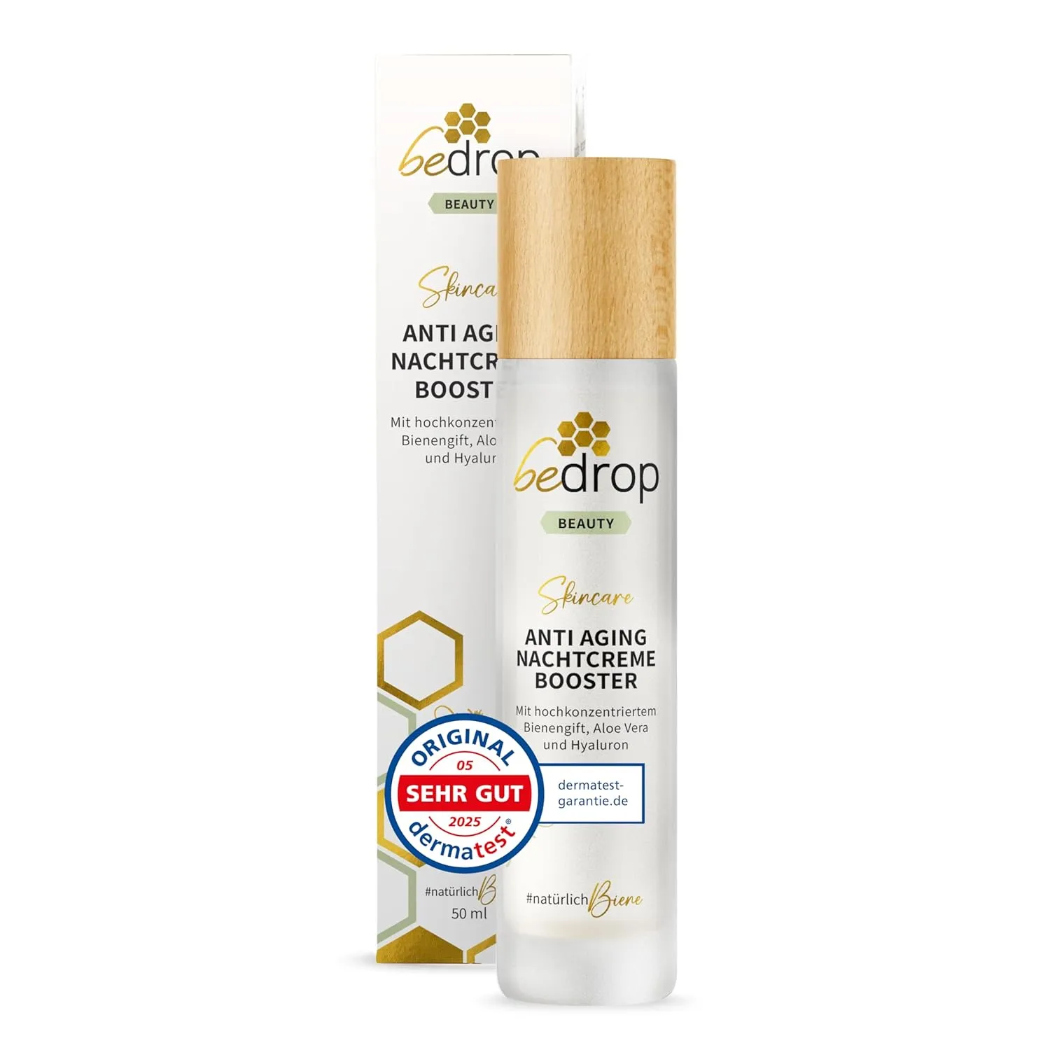 bedrop Anti-Aging Nachtcreme BOOSTER regenerierende Nachtpflege mit Bienengift, Aloe Vera, Hyaluron, Jojobaöl, Vitamin …