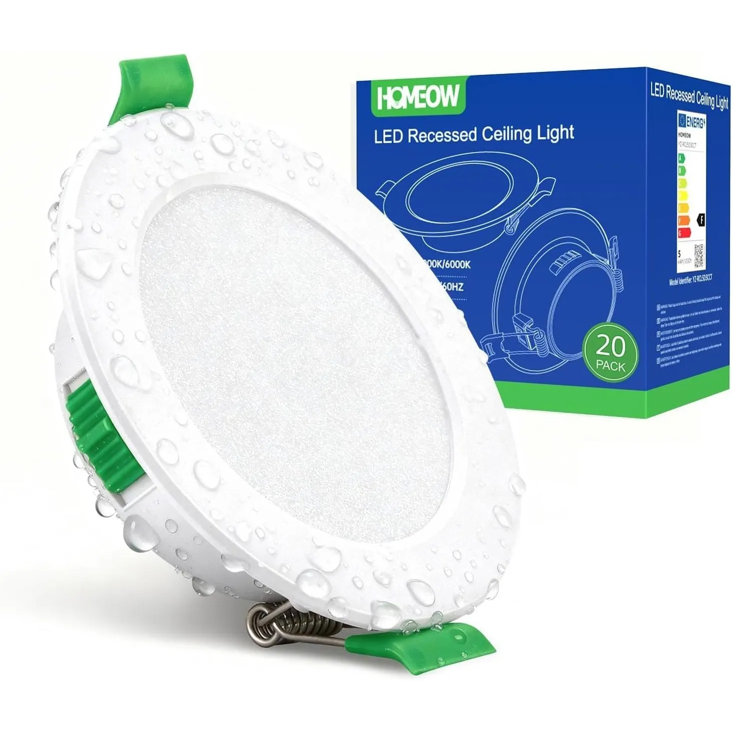 HOMEOW 20er Set Einbaustrahler LED Spot Deckenleuchte 68mm - 80mm Lochmaß