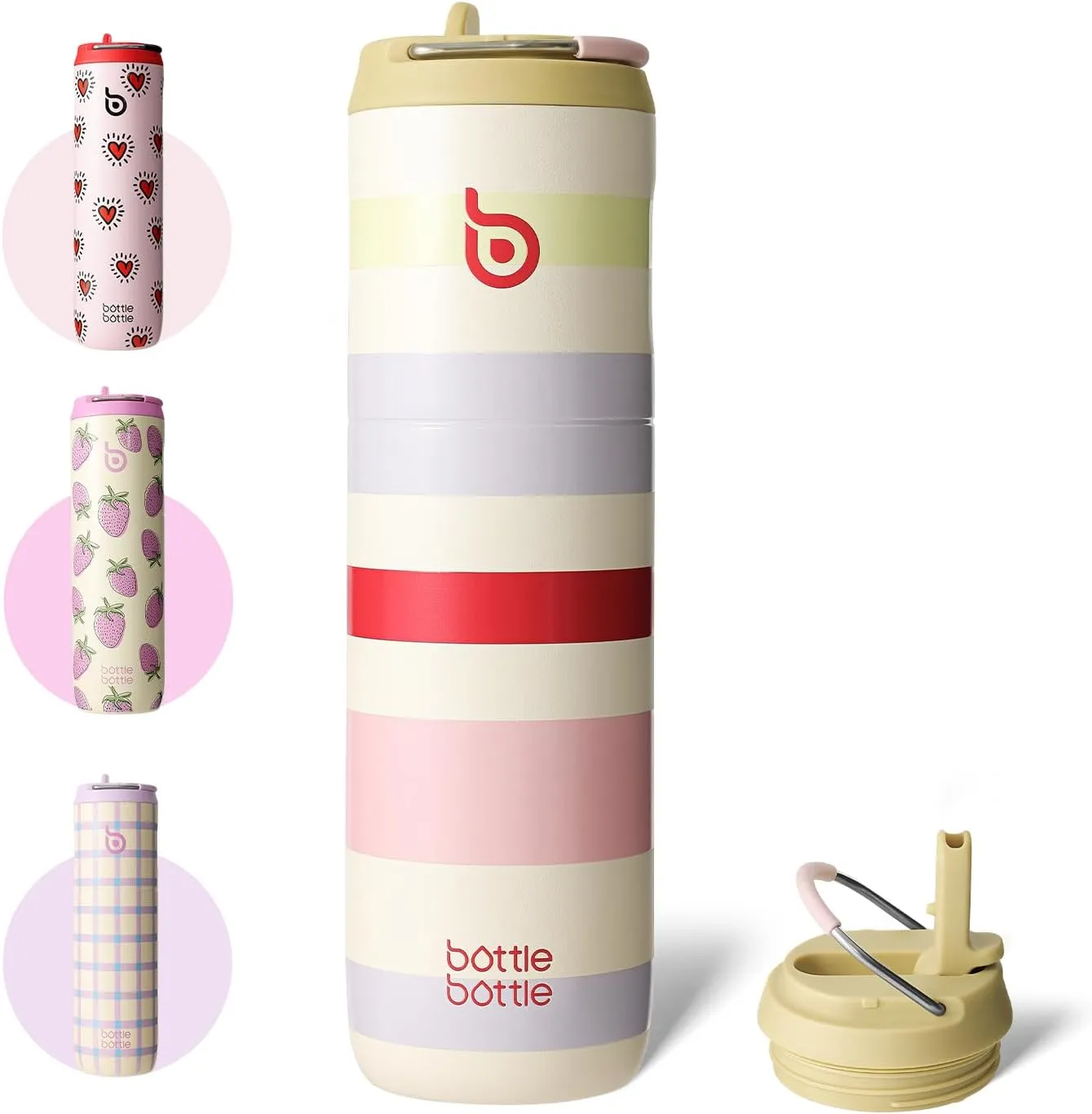BOTTLE BOTTLE Isolierte Edelstahl Trinkflasche 750 ml mit Strohhalm, Deckel & Griff – Auslaufsicher, BPA-frei, Doppelwa…