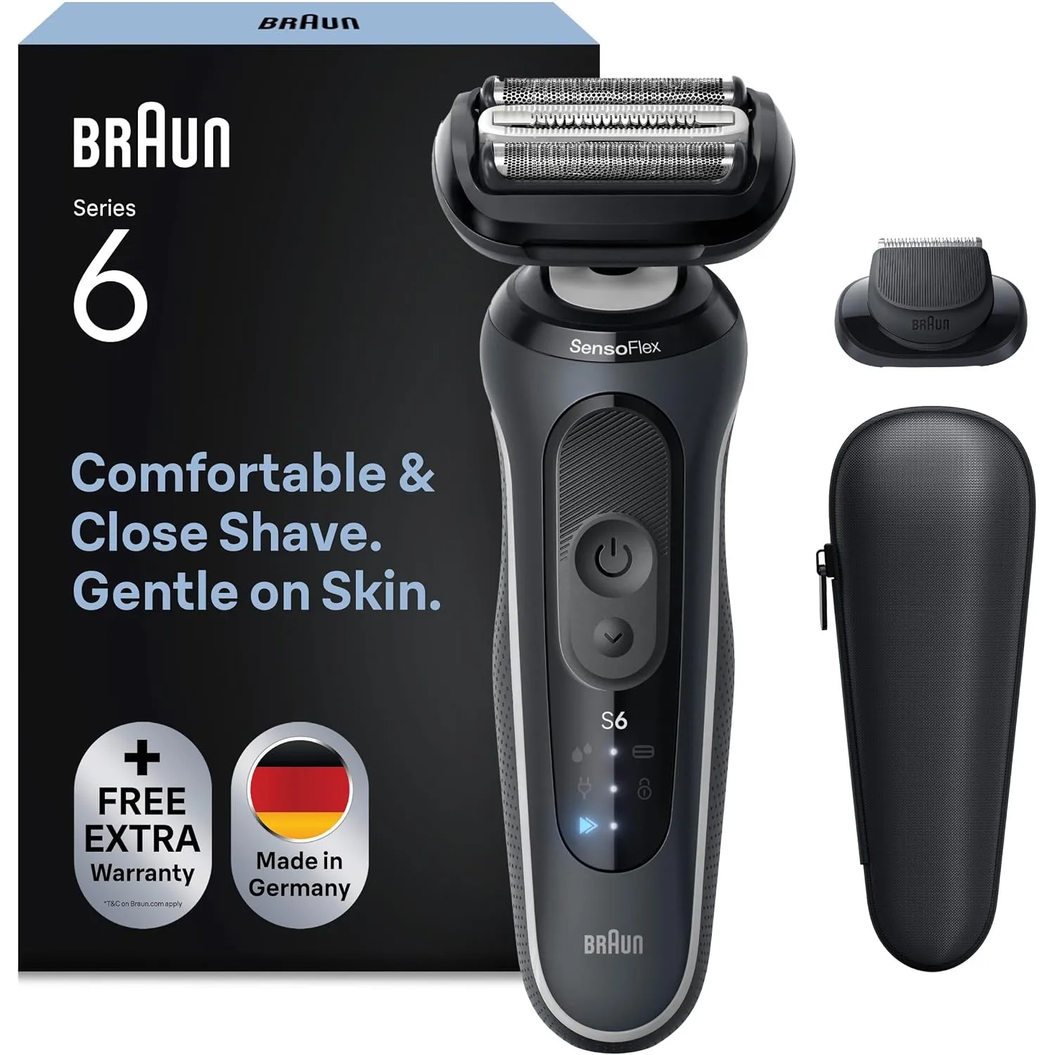 Braun Rasierer Herren Elektrisch Series 6, 62-G1200si, Grau