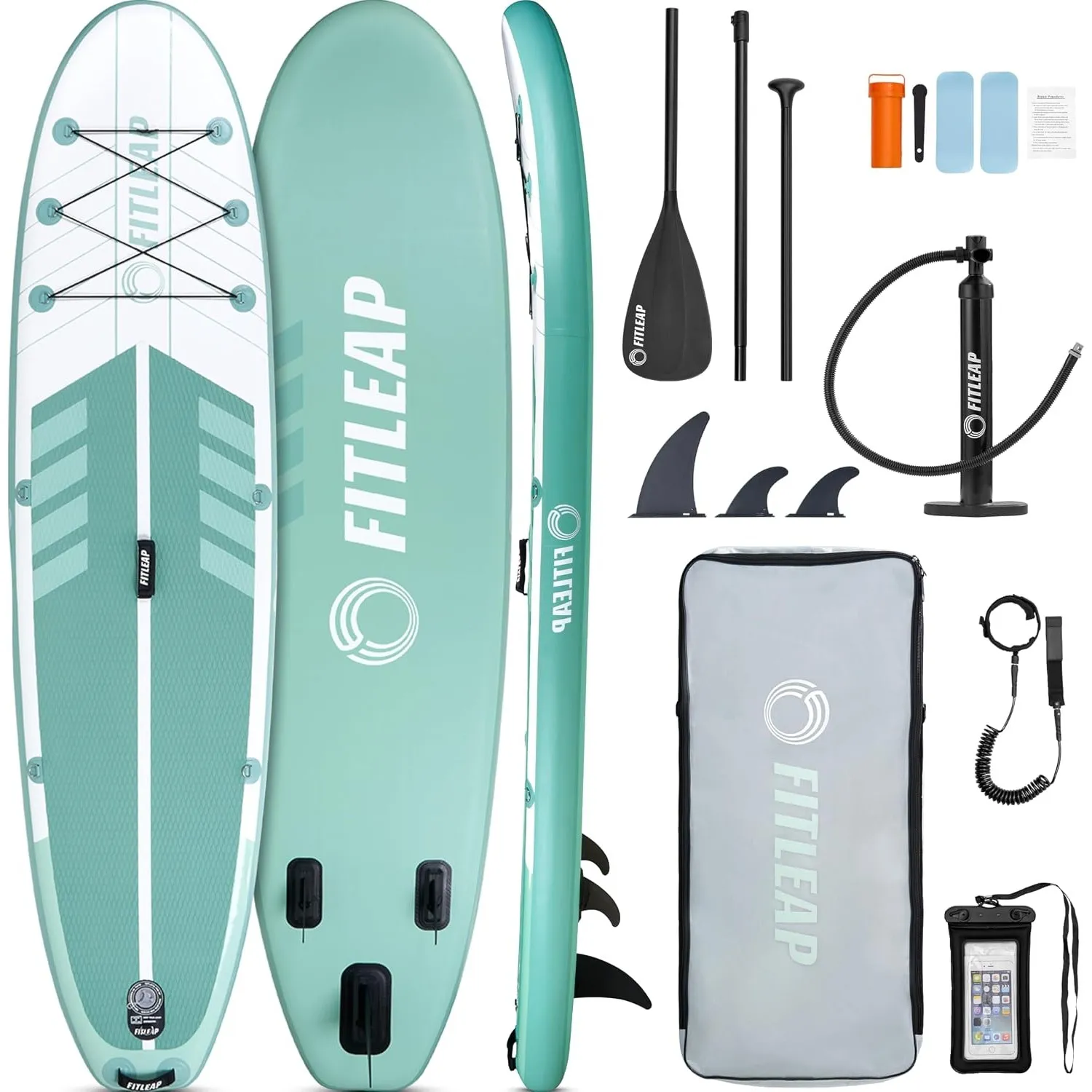 Fitleap Stand Up Paddle Board Set komplett mit Pumpe, Paddel und Rucksack