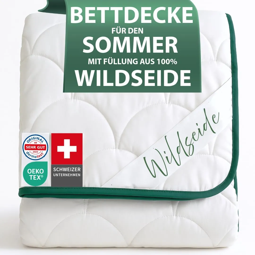 Welldora Summer Duvet 200 x 200 cm Light | Filling 100% Cooling Wild Silk | Airy Duvet for Summer | Oeko-Tex Certified …