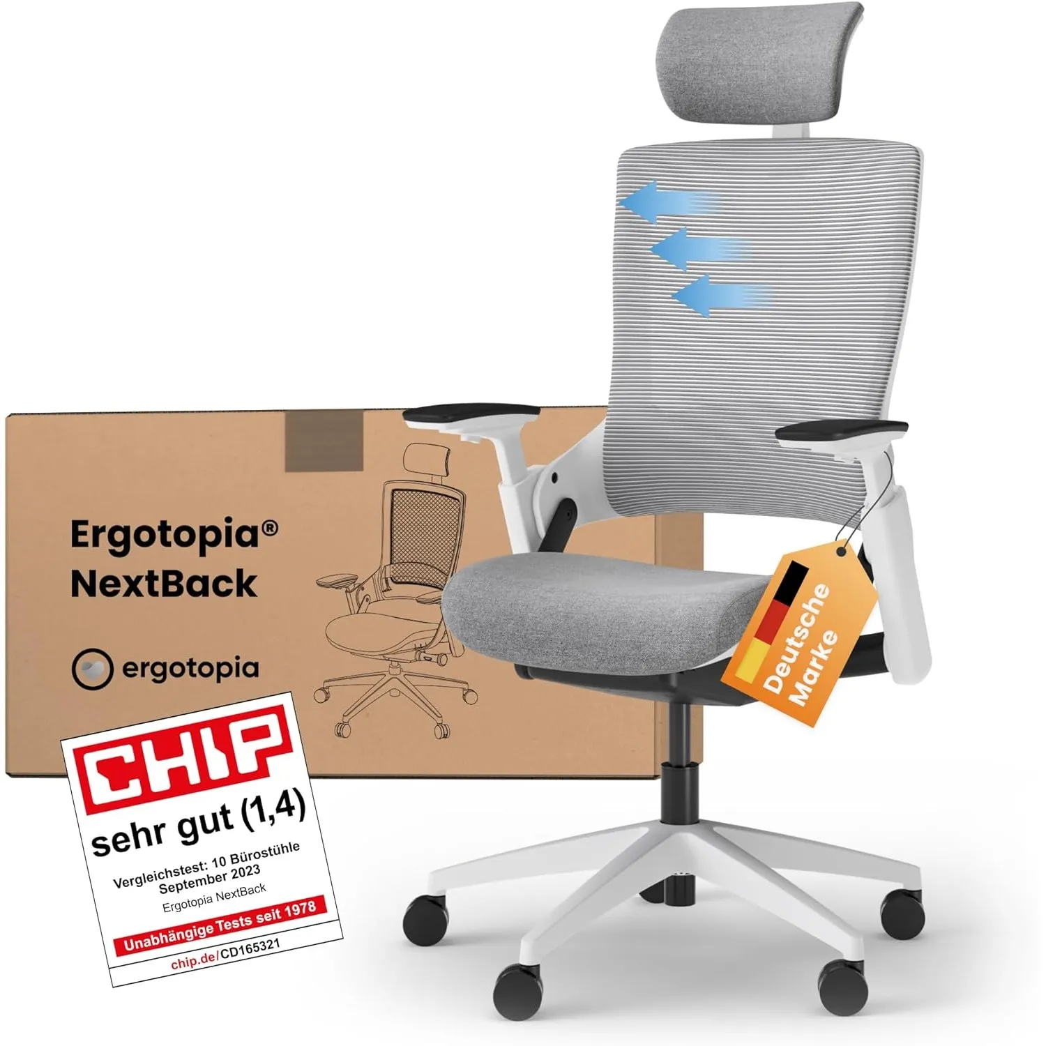 Ergotopia NextBack | Ergonomischer Bürostuhl 150kg belastbar gegen Rückenschmerzen | Schreibtischstuhl ergonomisch | Bü…