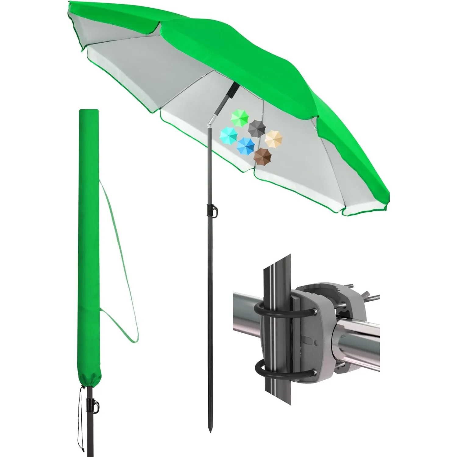 Menz Sonnenschirm Balkon Ø 180 cm, Grün - Funktionelles 3-in-1-Set inkl. Balkon Schirm + Sonnenschirmhalter Balkongelän…