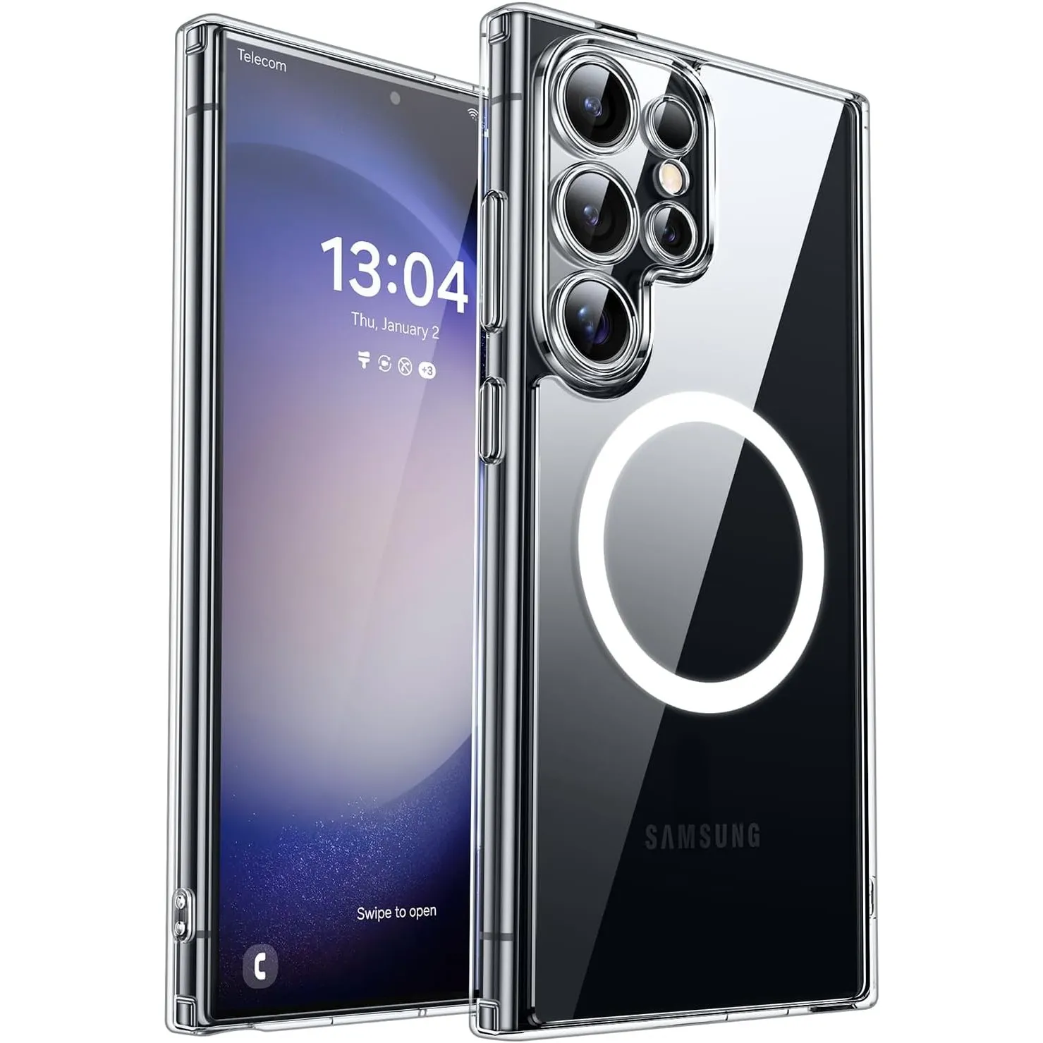 CANSHN für Samsung Galaxy S23 Ultra Hülle mit Kameraschutz, Durchsichtig
