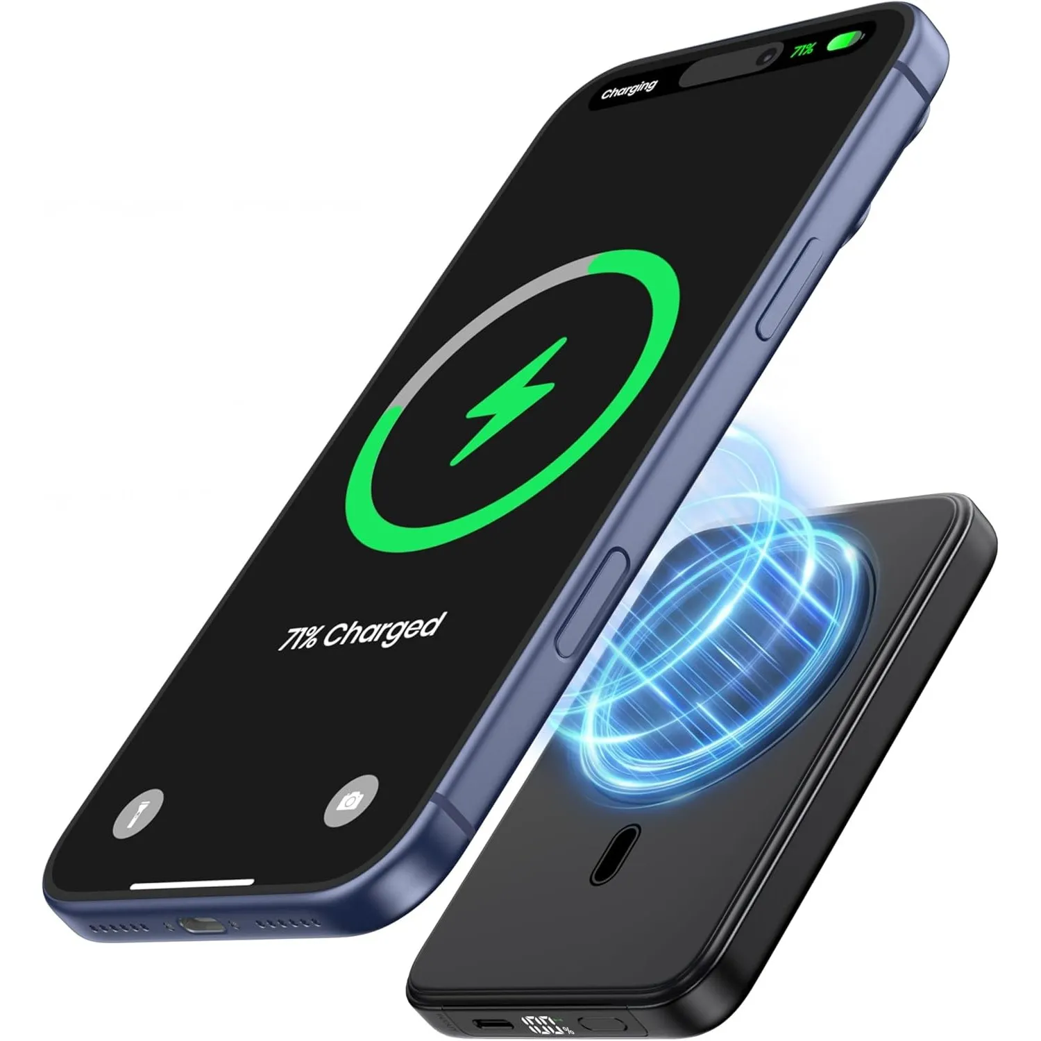 A ADDTOP Magnetische Power Bank 10000mAh - PD 20W Schnelllade Powerbank with USB-C In&Out, Slim Wireless Ladegerät Exte…