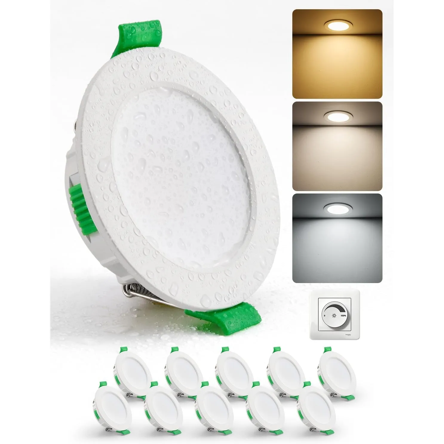 HOMEOW Einbaustrahler LED Dimmbar 55mm – 68mm Lochmaß, 4W LED Spots 230V
