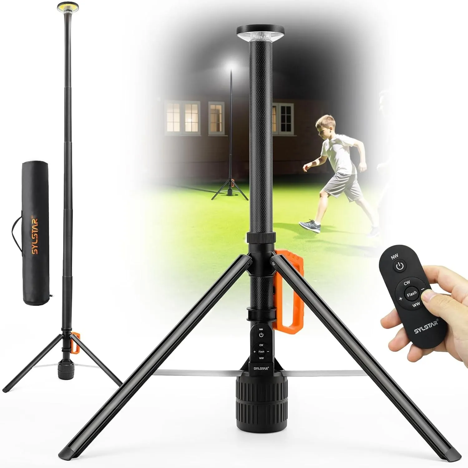 SYLSTAR Baustrahler LED mit Stativ, Akku Strahler mit Fernbedienung &Teleskopständer (2.65M), 3000LM Ultra Bright, 3CCT…