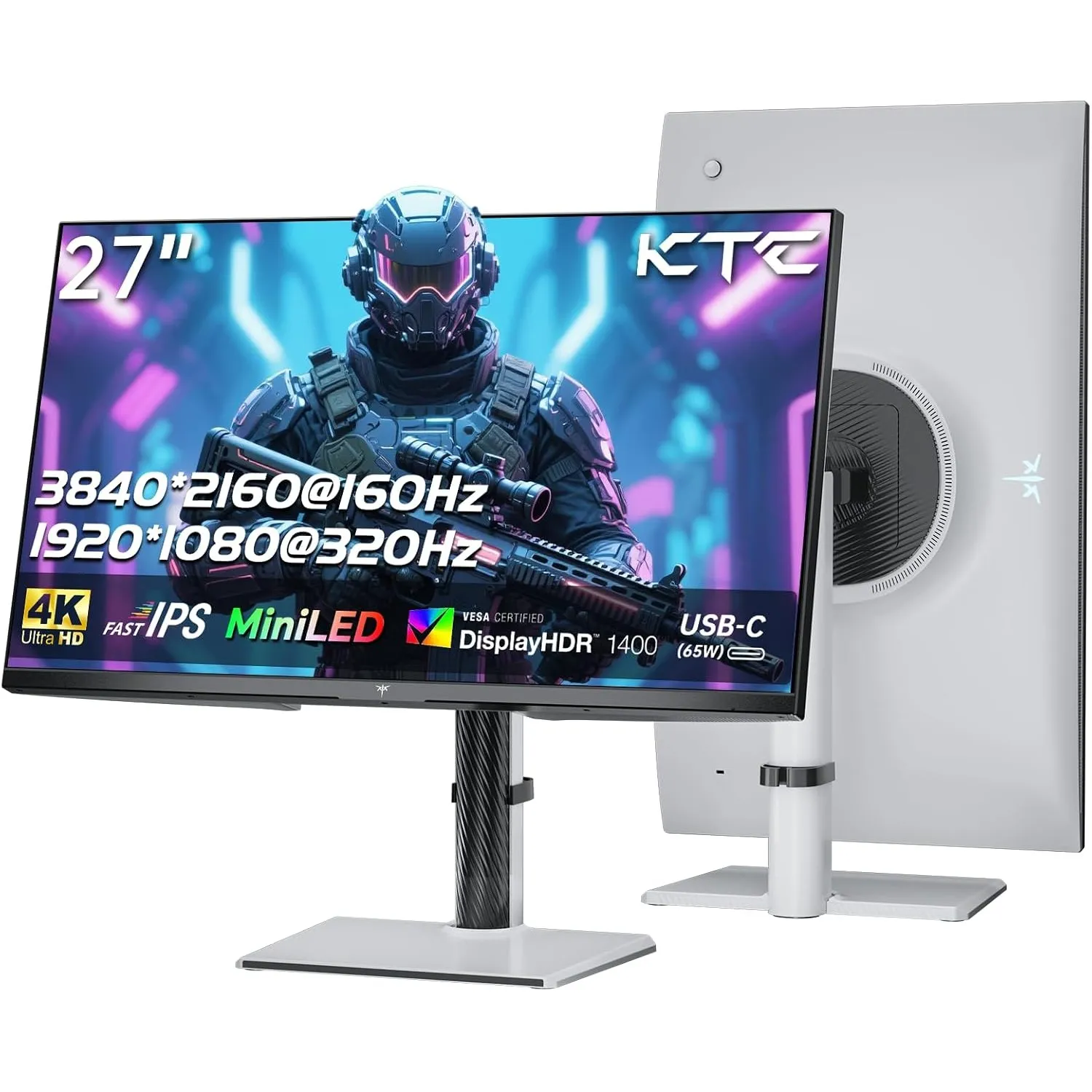KTC 27 Zoll Mini LED Gaming Monitor, Dual Mode 4K 160Hz & FHD 320Hz, 1152 Zonen Local Dimming, HDR1400, Fast IPS, 1ms G…