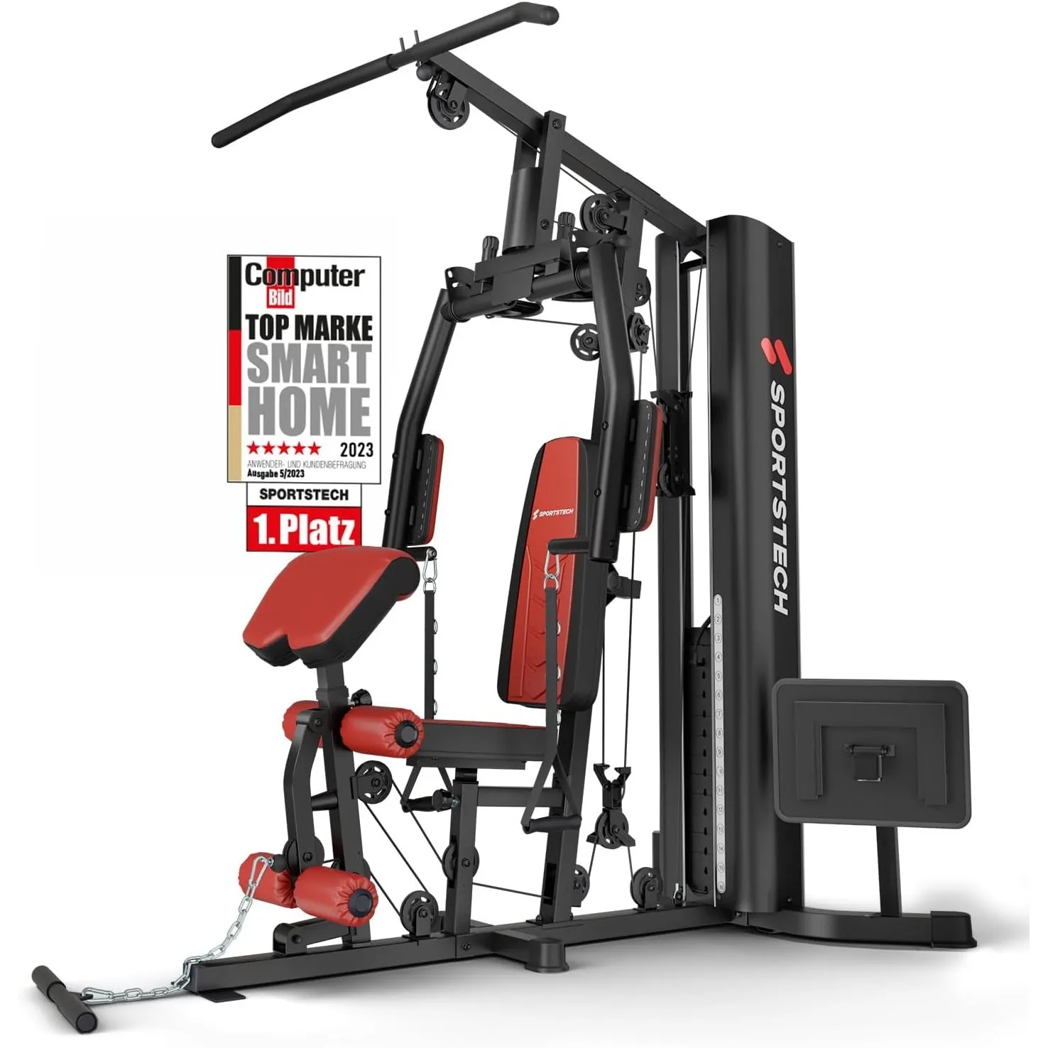 Sportstech, Kraftstation + bis 70kg mit Beinpresse & Stepper HGX150/HGX200