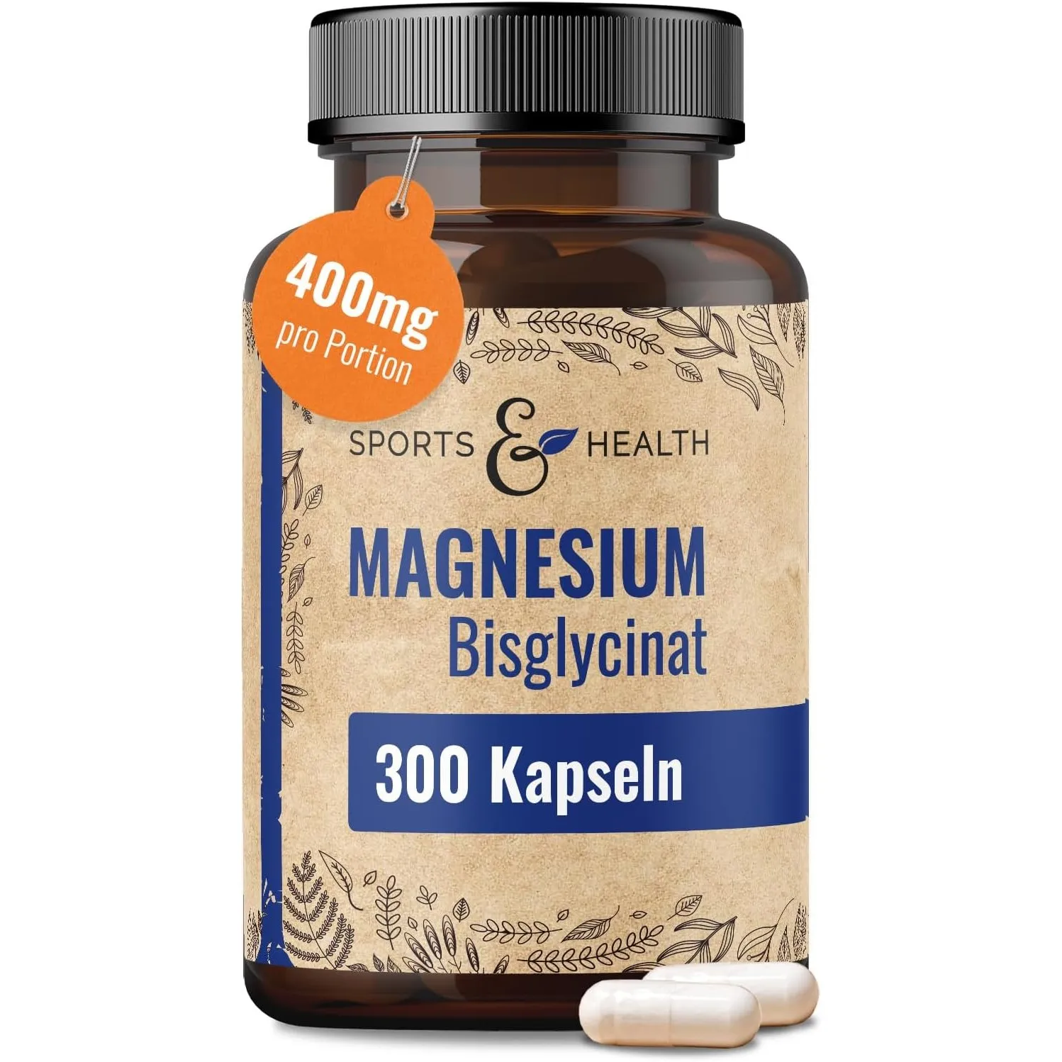 Magnesium Bisglycinat Kapseln - 300 Stück 400 mg pro Tagesdosis vegan