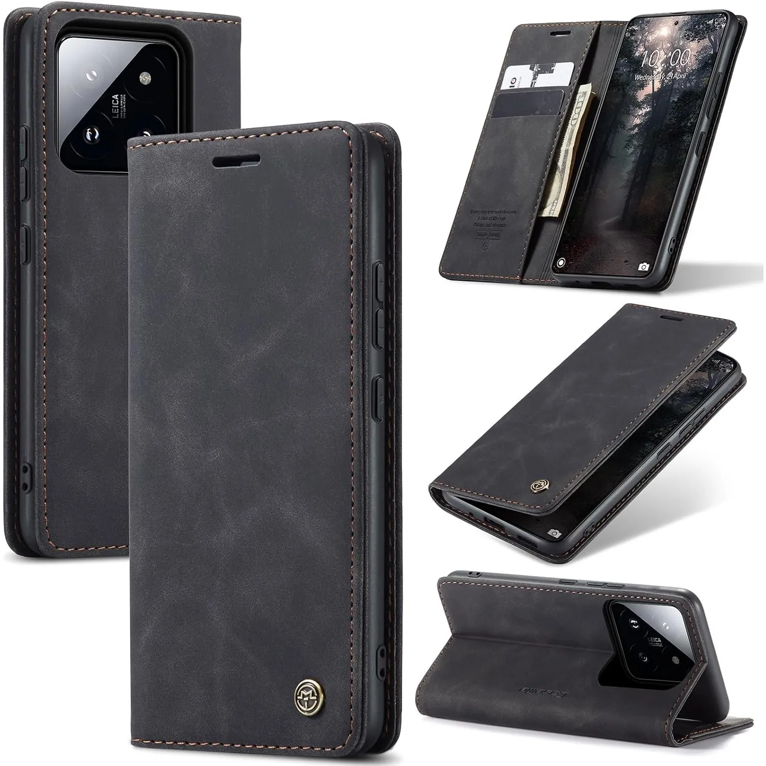 Handyhülle für Xiaomi 14 5G Hülle Premium Lederhülle Flip Case Magnet Tascher Kartenfach Standfunktion Klapphülle Schut…