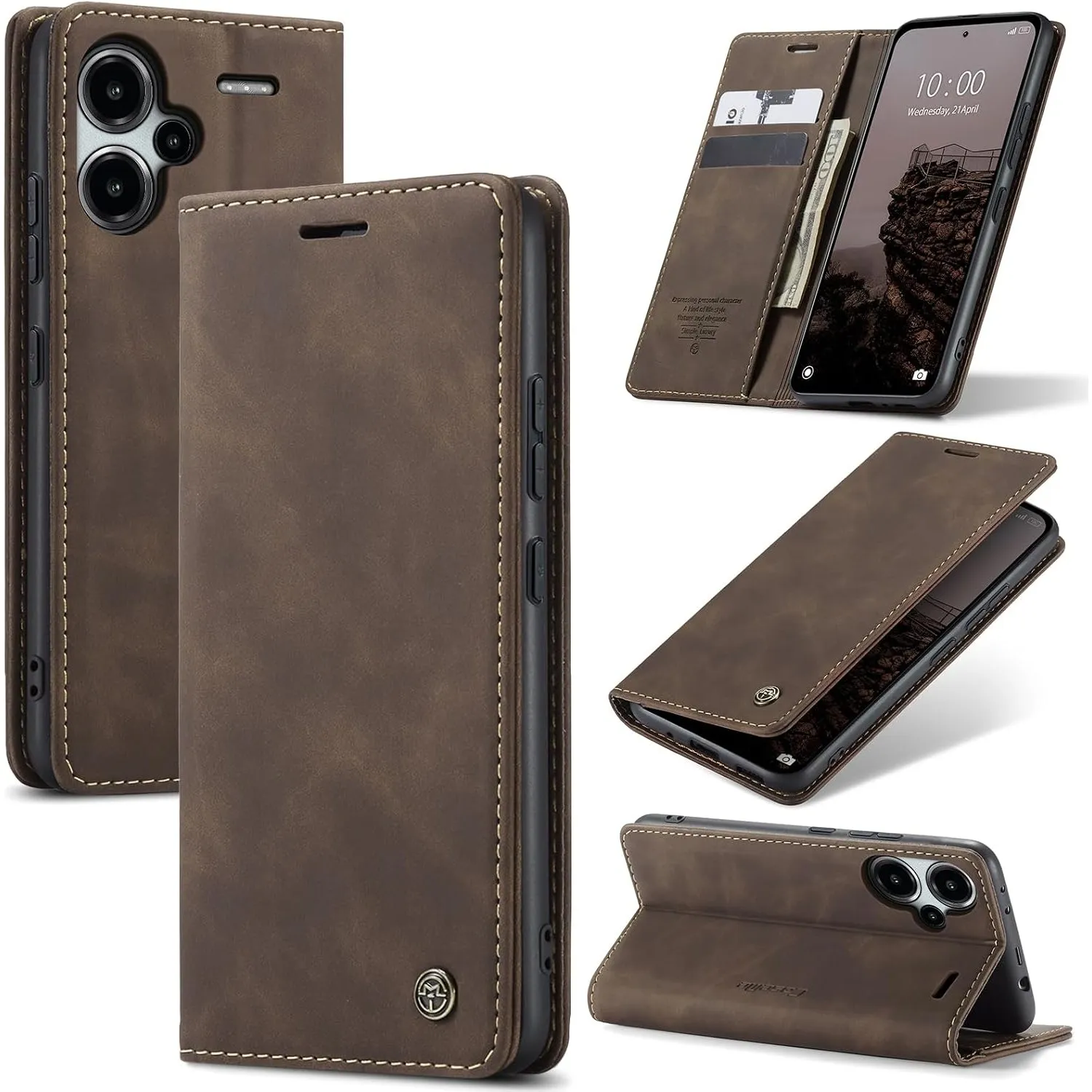 Handyhülle für Xiaomi Redmi Note 13 Pro Plus 5G Hülle Premium Lederhülle Flip Case Magnet Tascher Kartenfach Standfunkt…