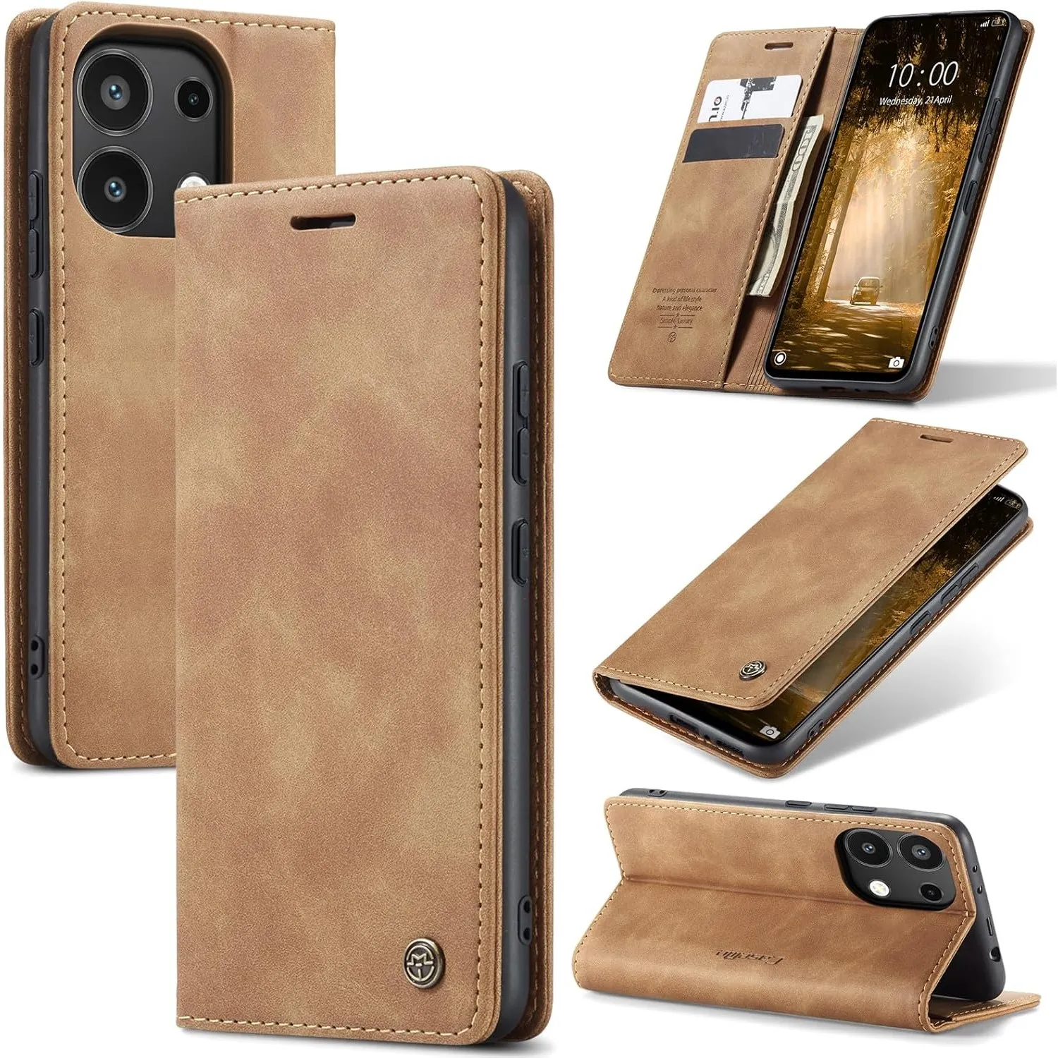Handyhülle für Xiaomi Redmi Note 13 4G Hülle Premium Lederhülle Flip Case Magnet Tascher Kartenfach Standfunktion Klapp…