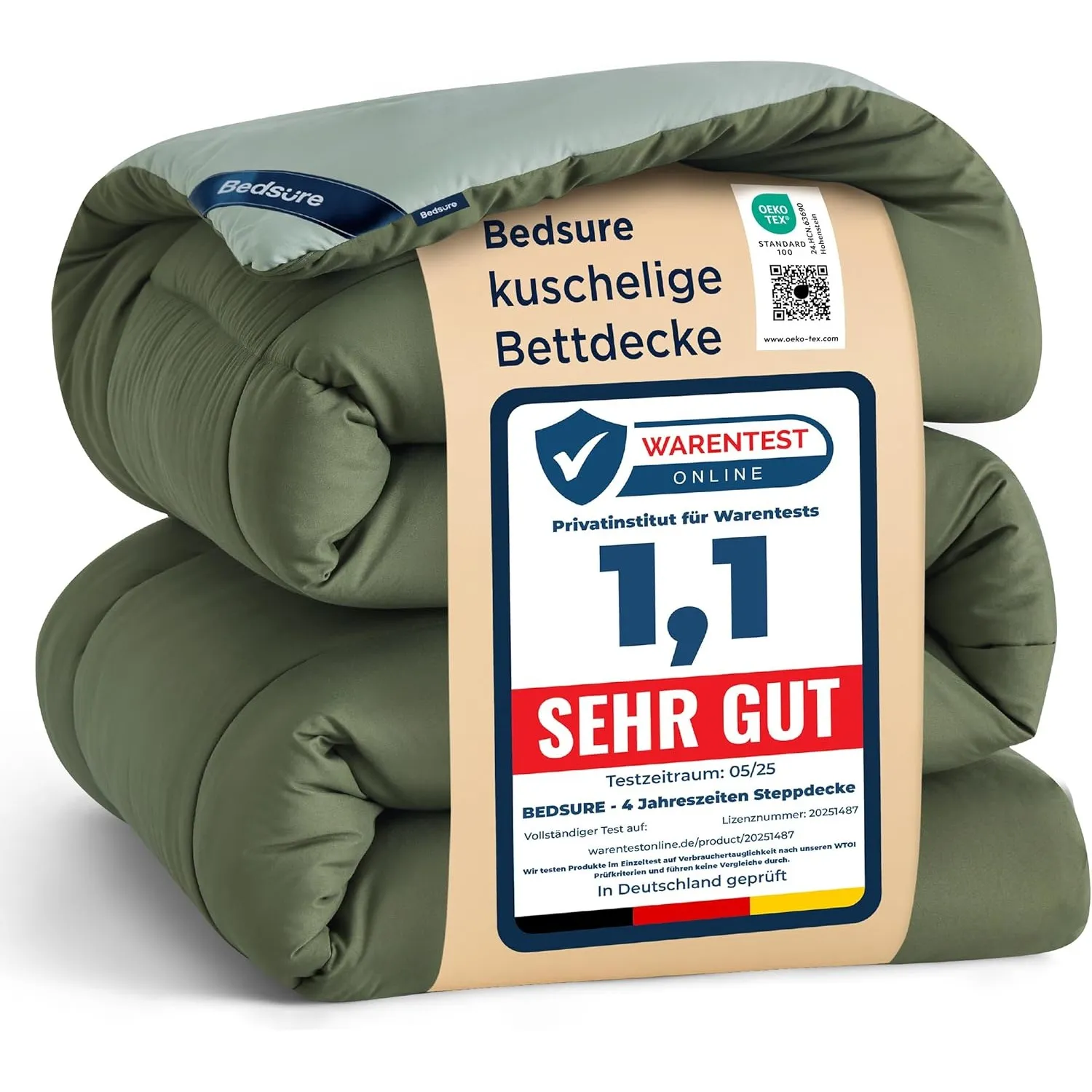 Bedsure Ganzjahresbettdecke 200x200 cm, Hohlfaser 300 g/m²