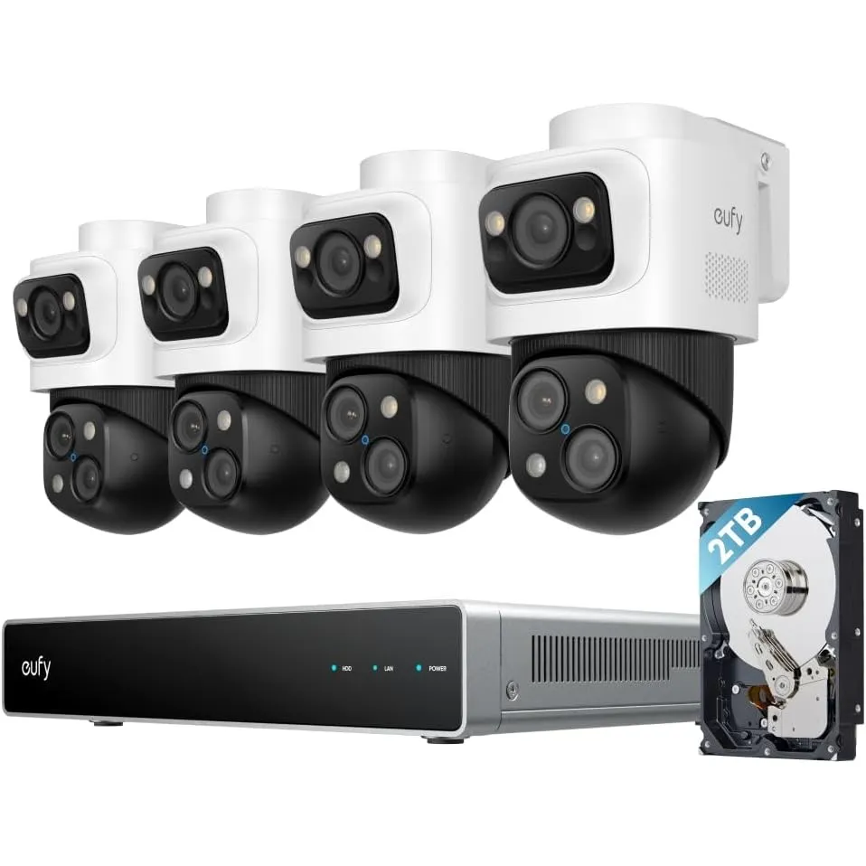 eufy PoE NVR Security System S4 Max, Überwachungskamera Außen, 360° PTZ