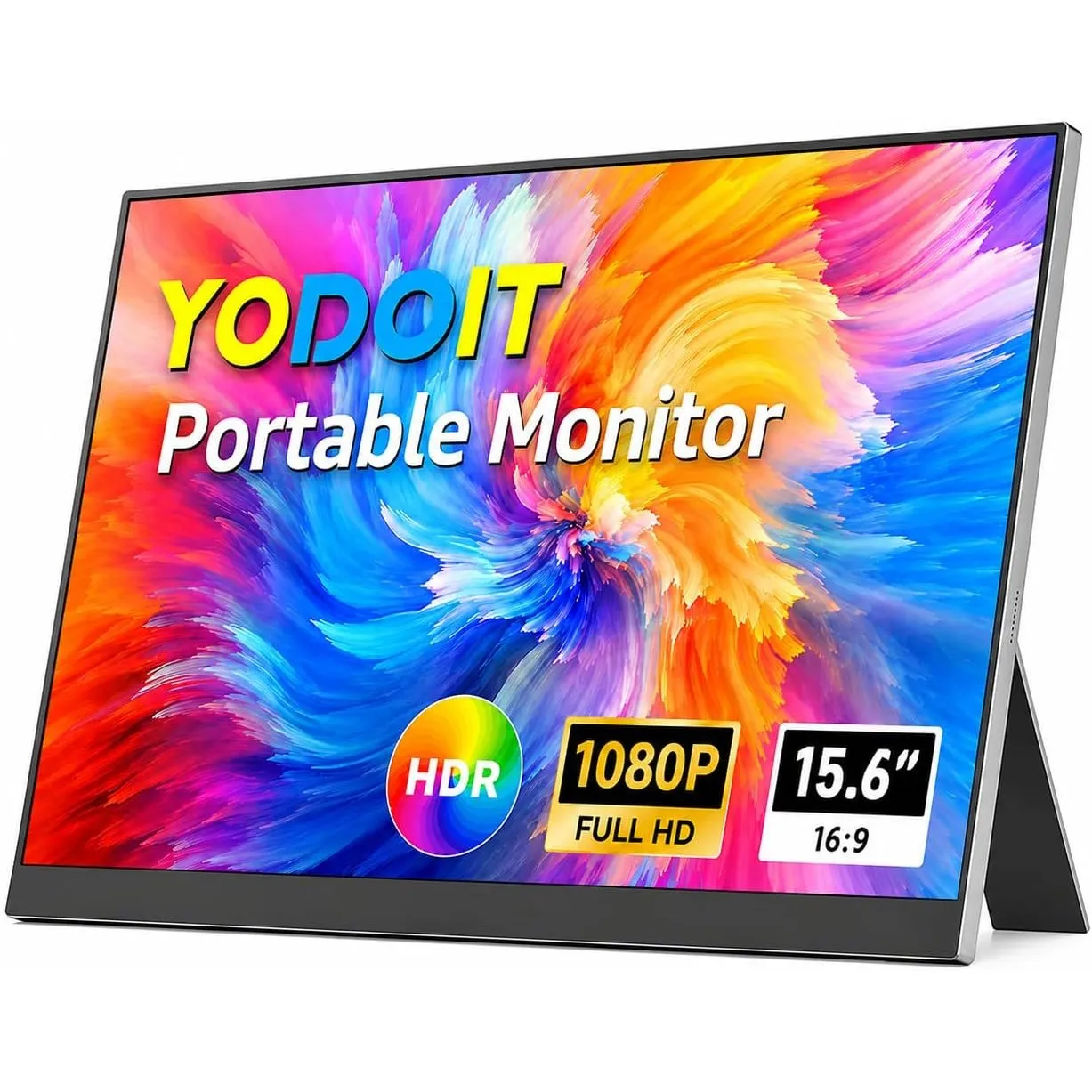 Yodoit Portable Monitor, 15,6 Zoll, 1920 × 1080, Tragbarer FHD Bildschirm, IPS Display mit Ständer, USB-Typ-C-Anschluss…