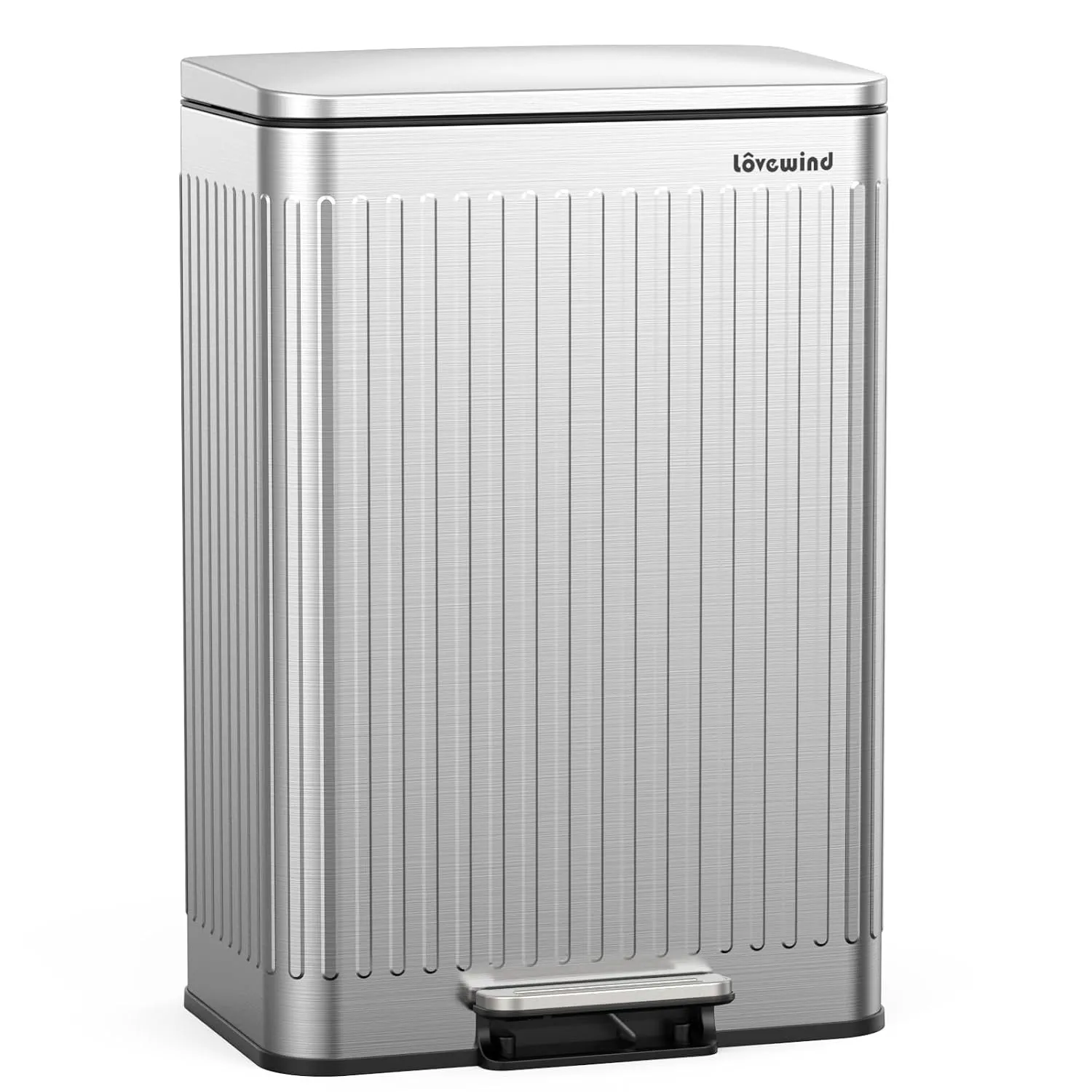 lovewind Mülleimer Küche 60L, Edelstahl Tretmülleimer mit Soft-Close Deckel,herausnehmbare Einsätze mit Griff & Beutelh…