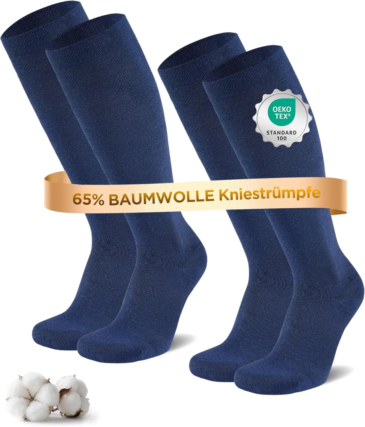 Niofind Kompressionsstrümpfe Damen & Herren, 2 Paar Kniestrümpfe & Stützstrümpfe aus 65% Baumwolle, Reisestrümpfe für S…