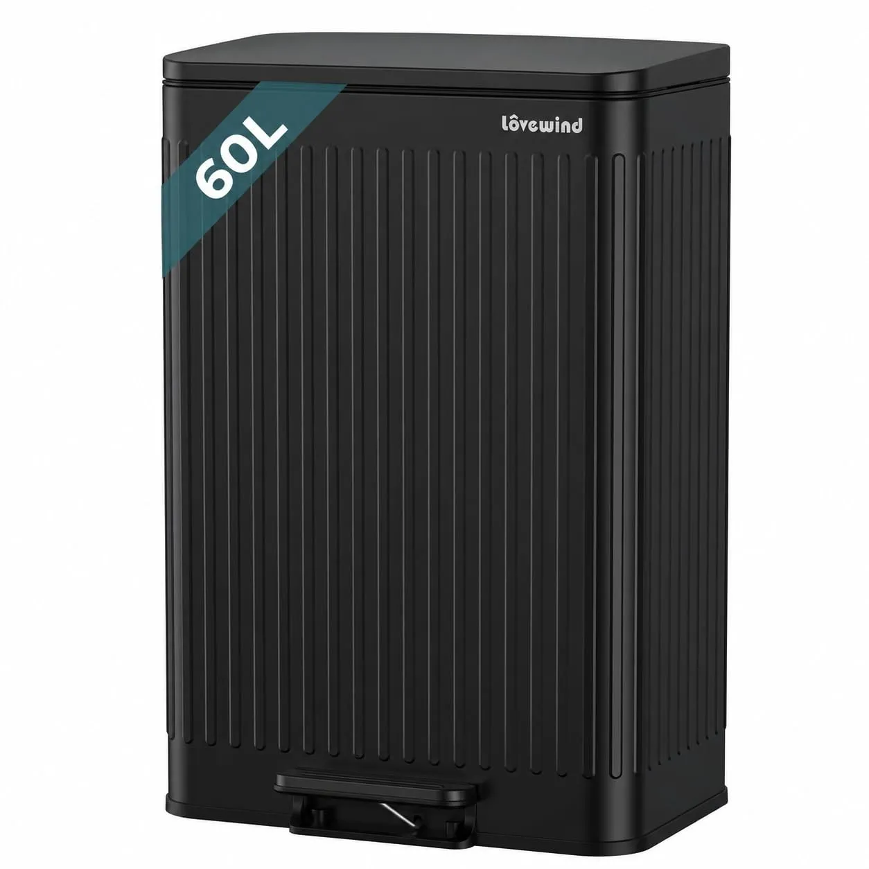 lovewind Mülleimer Küche 60L, Edelstahl Tretmülleimer mit Soft-Close Deckel,herausnehmbare Einsätze mit Griff & Beutelh…