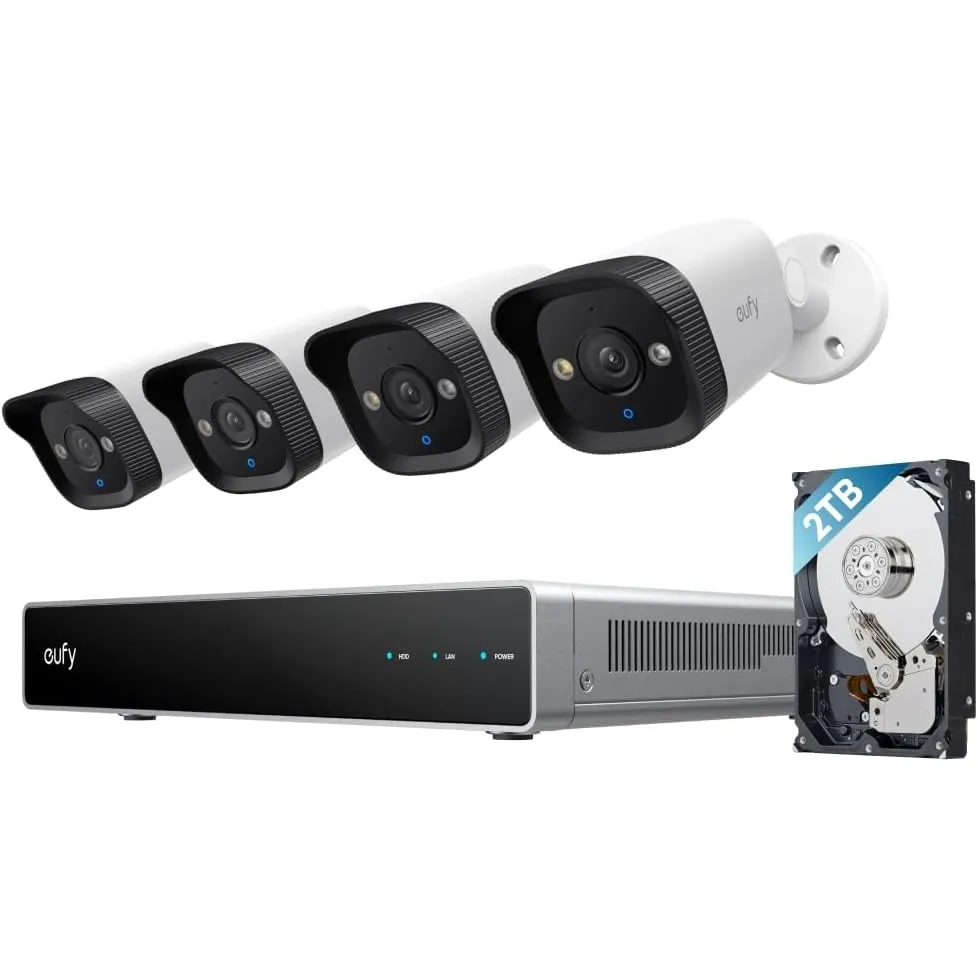 eufy PoE NVR Security System E40, Überwachungskamera Außen, Farbnachtsicht | 4× 4K 8MP Bullet-Kameras, KI-Erkennung, 2T…