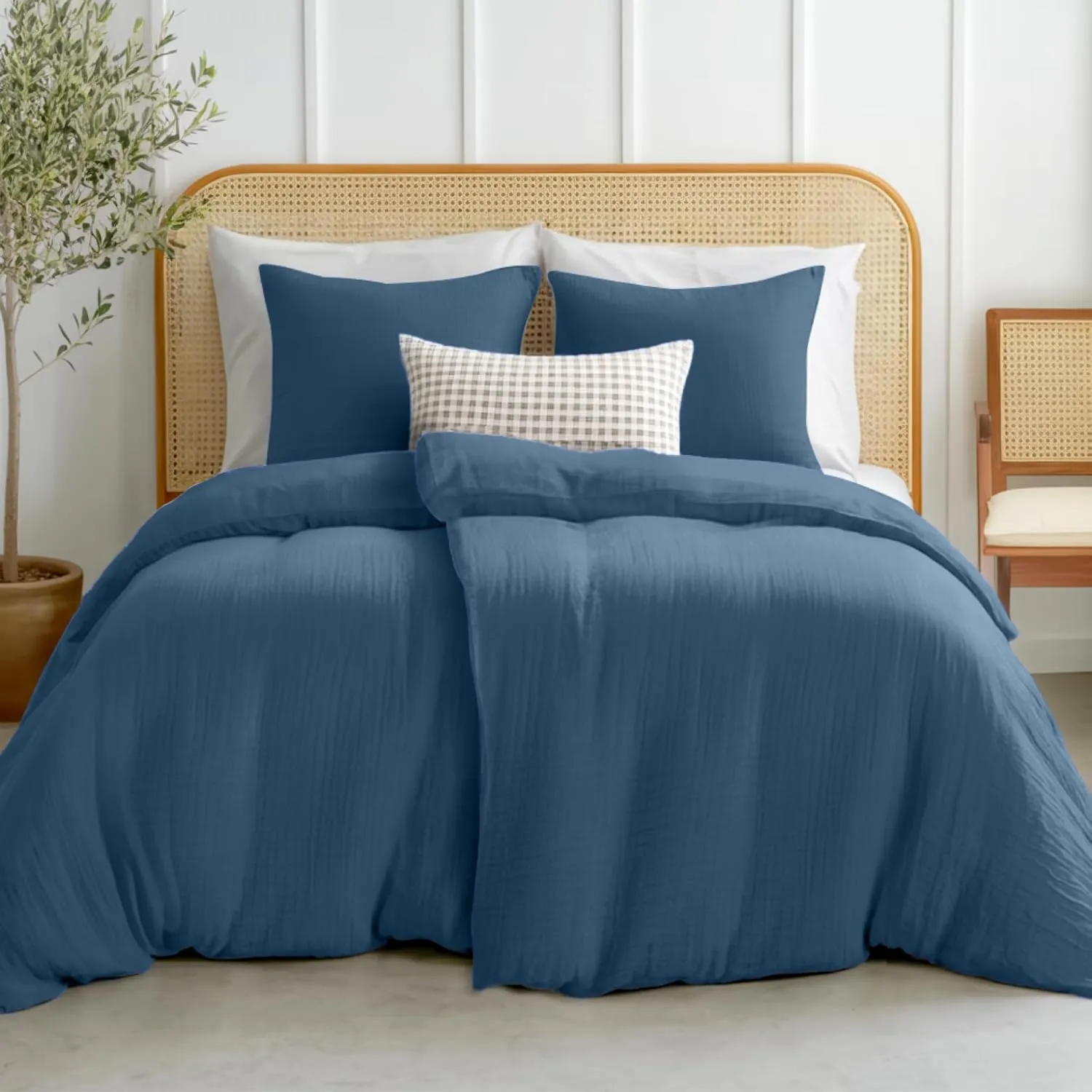 Dreamzie Muslin Bed Linen 135 x 200 cm, 100% Cotton, Bed Linen Set with 2 Duvet Covers and 2 Pillowcases 80 x 80 cm, Oe…