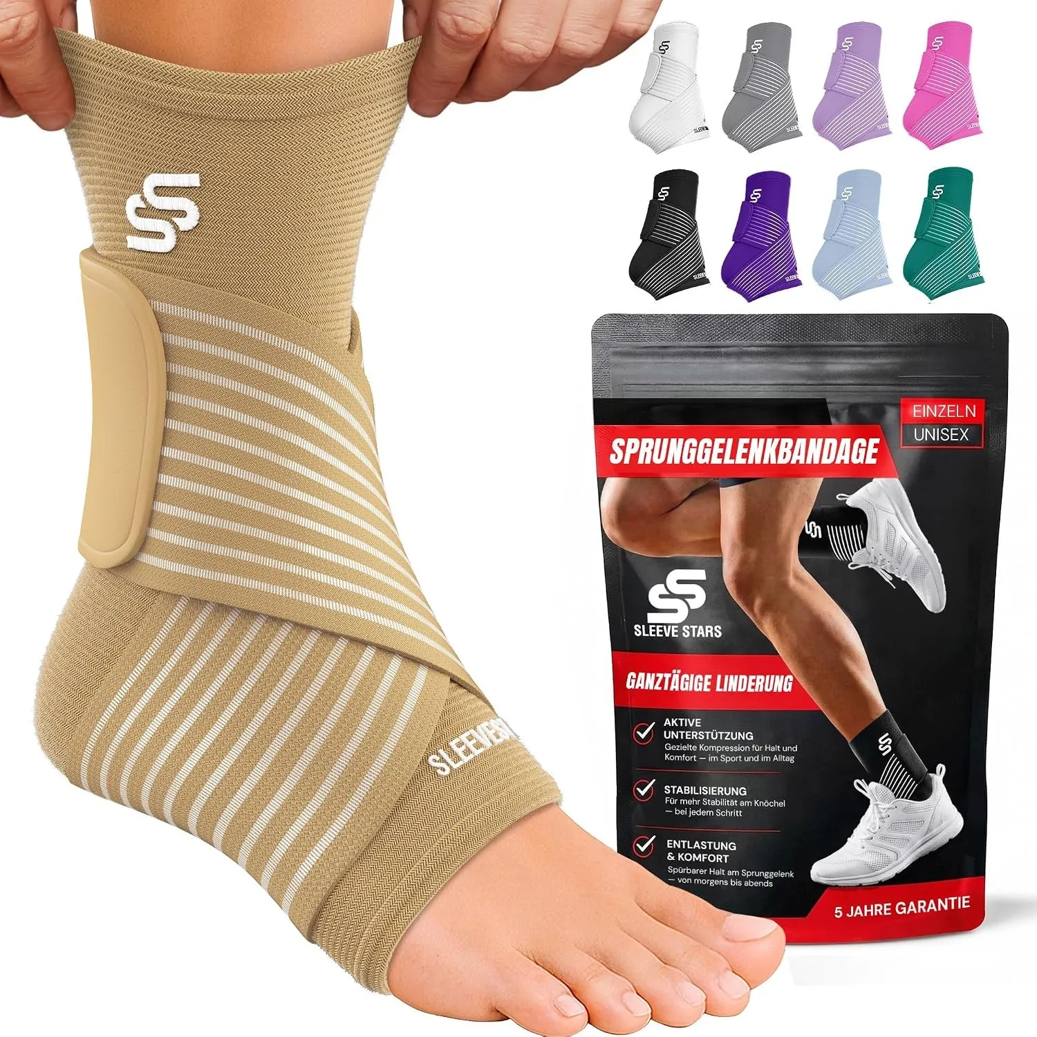Sleeve Stars Sprunggelenkbandage - Plantarfasziitis & Achillessehnen Entlastung, Fußgelenk Bandage mit verstellbarem Ri…