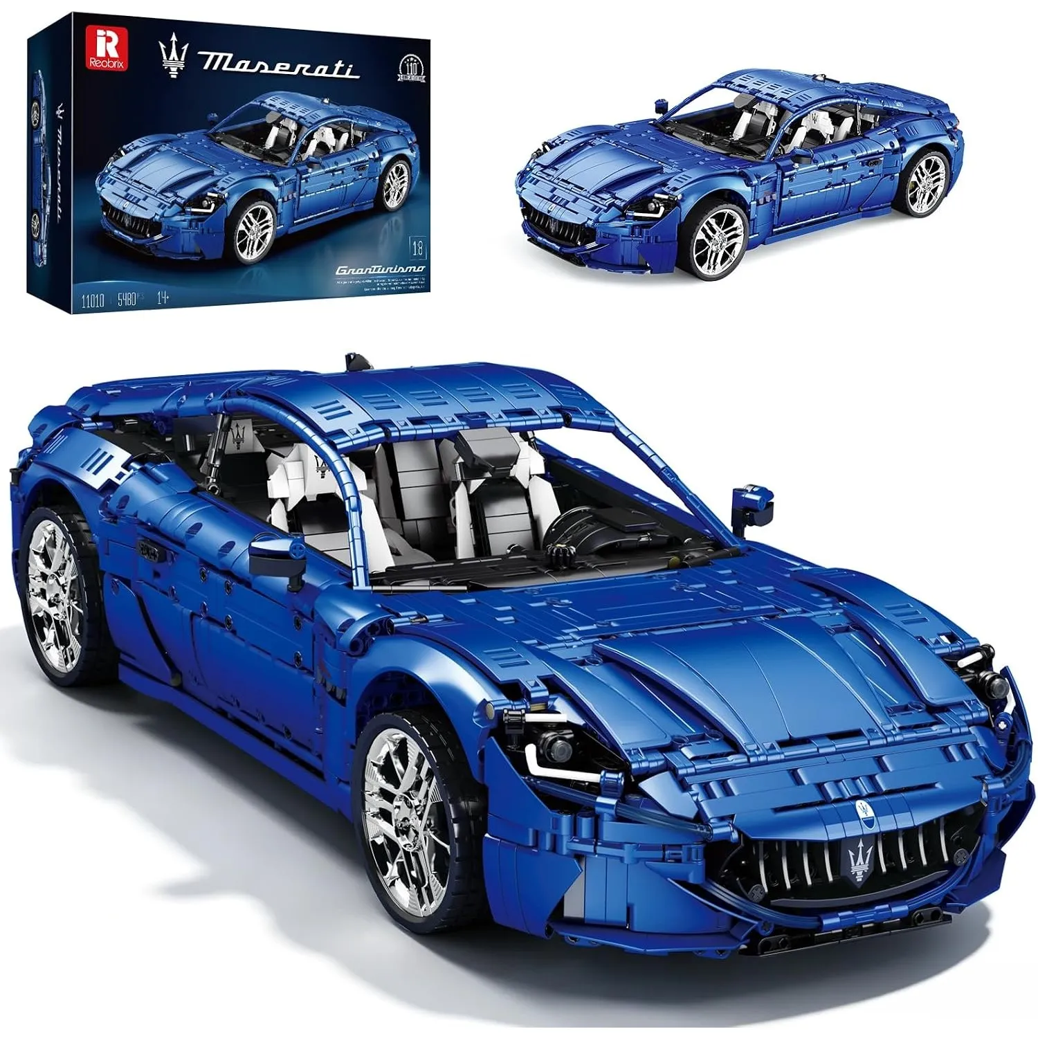 Reobrix 11010 Maserati Sportwagen Modellauto, XXL Klemmbausteinen 1:8 Auto