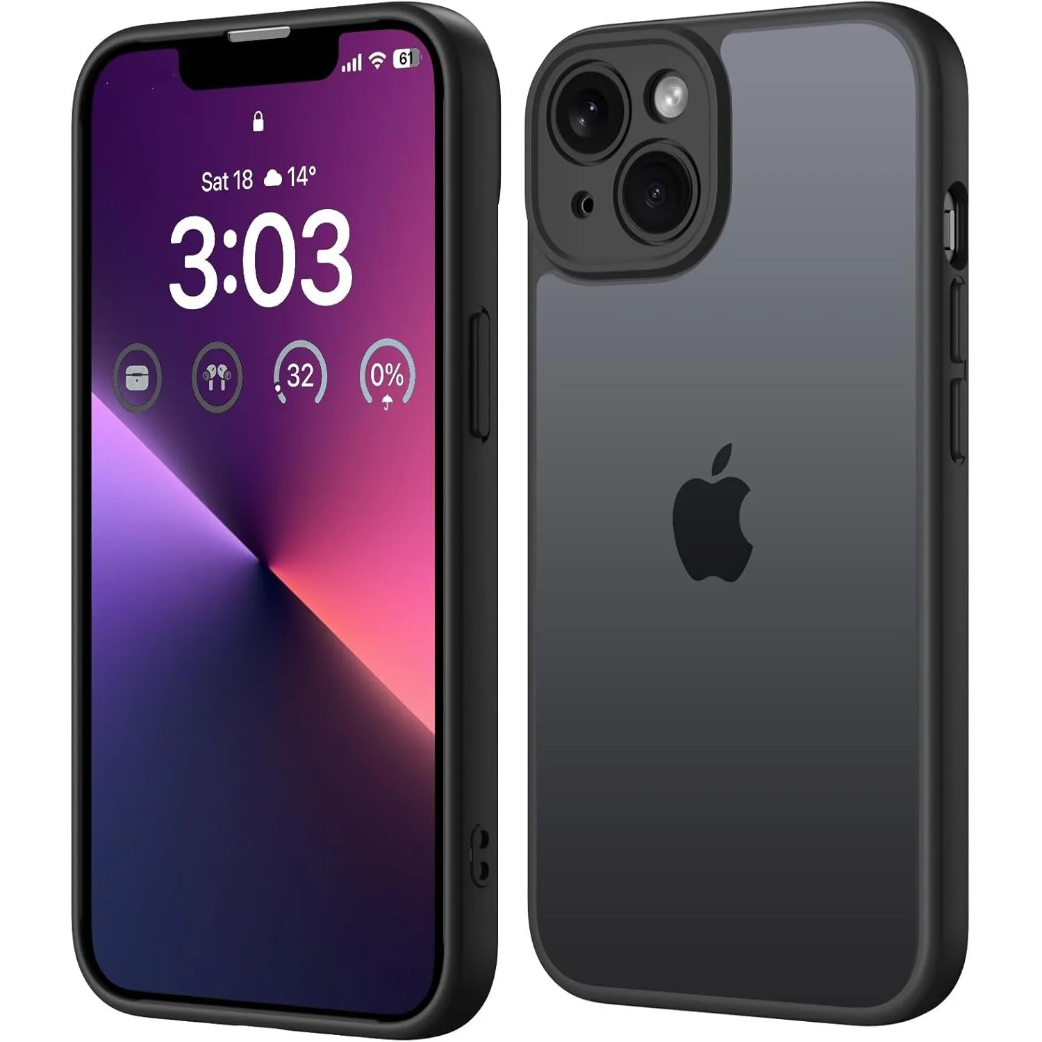 ORDA für iPhone 13 Hülle 6,1 Zoll, Vollständiger Kameraschutz Stoßfest Kratzfest Transluzente Rückseite Schutzhülle, An…