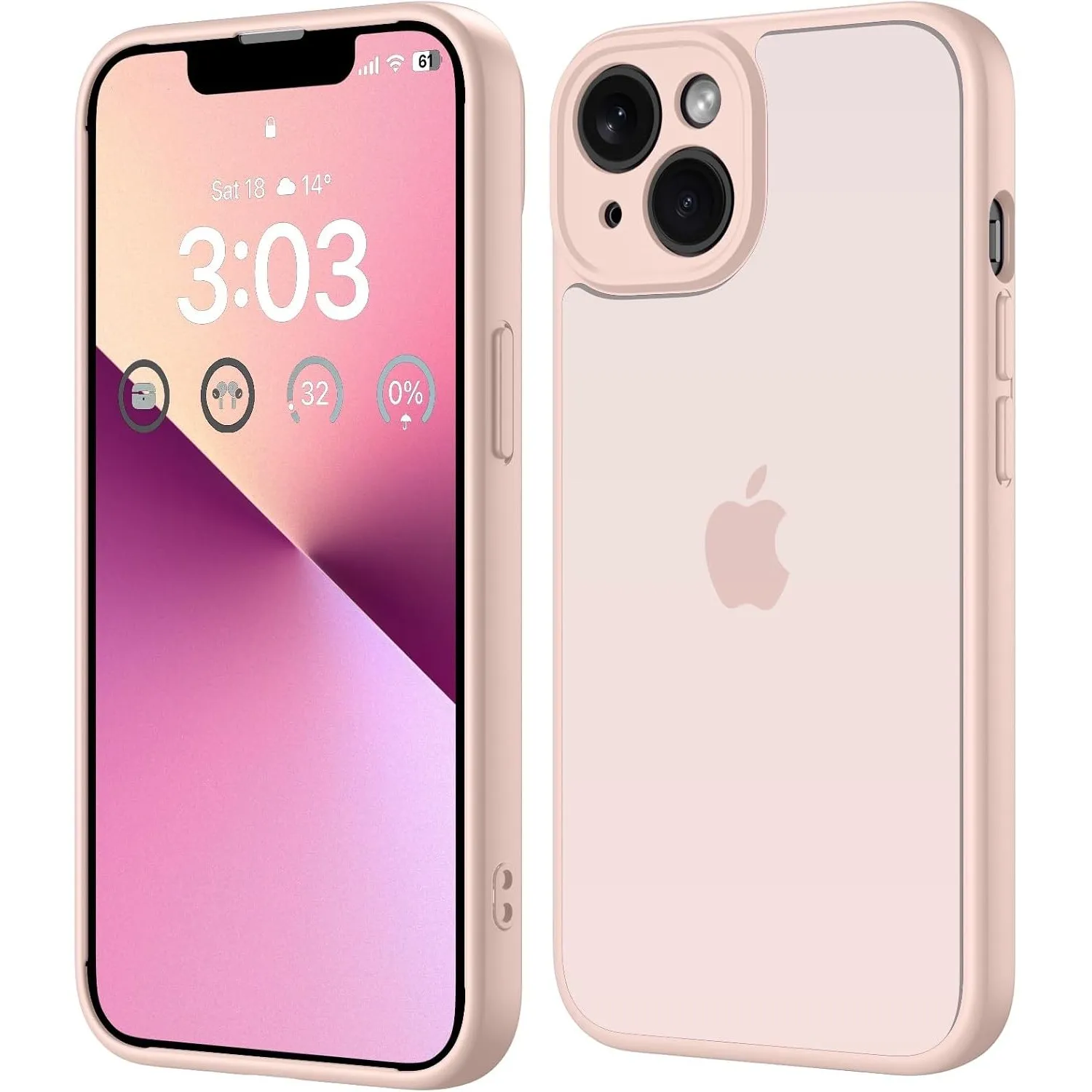 ORDA für iPhone 13 Hülle 6,1 Zoll, Vollständiger Kameraschutz Stoßfest Kratzfest Transluzente Rückseite Schutzhülle, An…