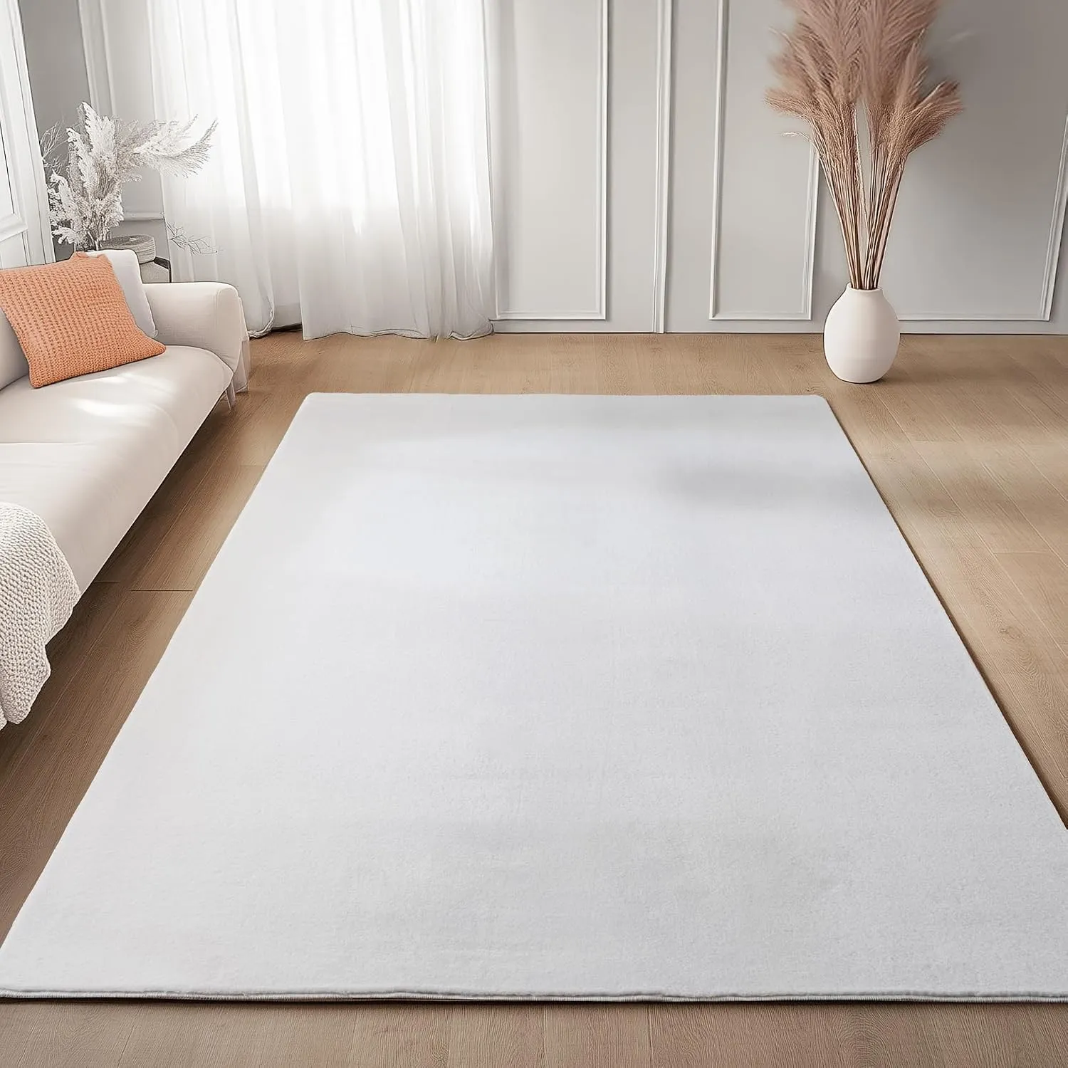 Carpettex Waschbarer Kurzflor Teppich 200x280 cm Weiß Einfarbig Weich