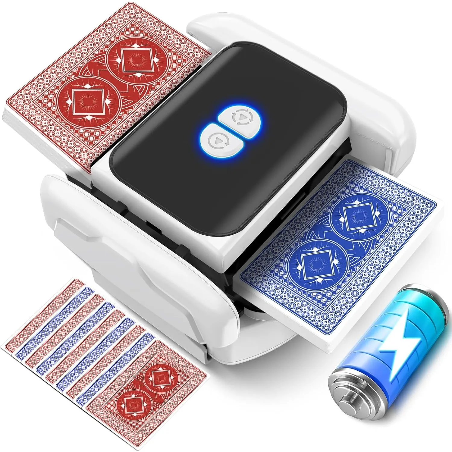 Kartenmischmaschine Elektrische - Automatischer Mischmaschine Karten,USB Kartenmischer mit Akku 2600mah,Kartenmischgerä…