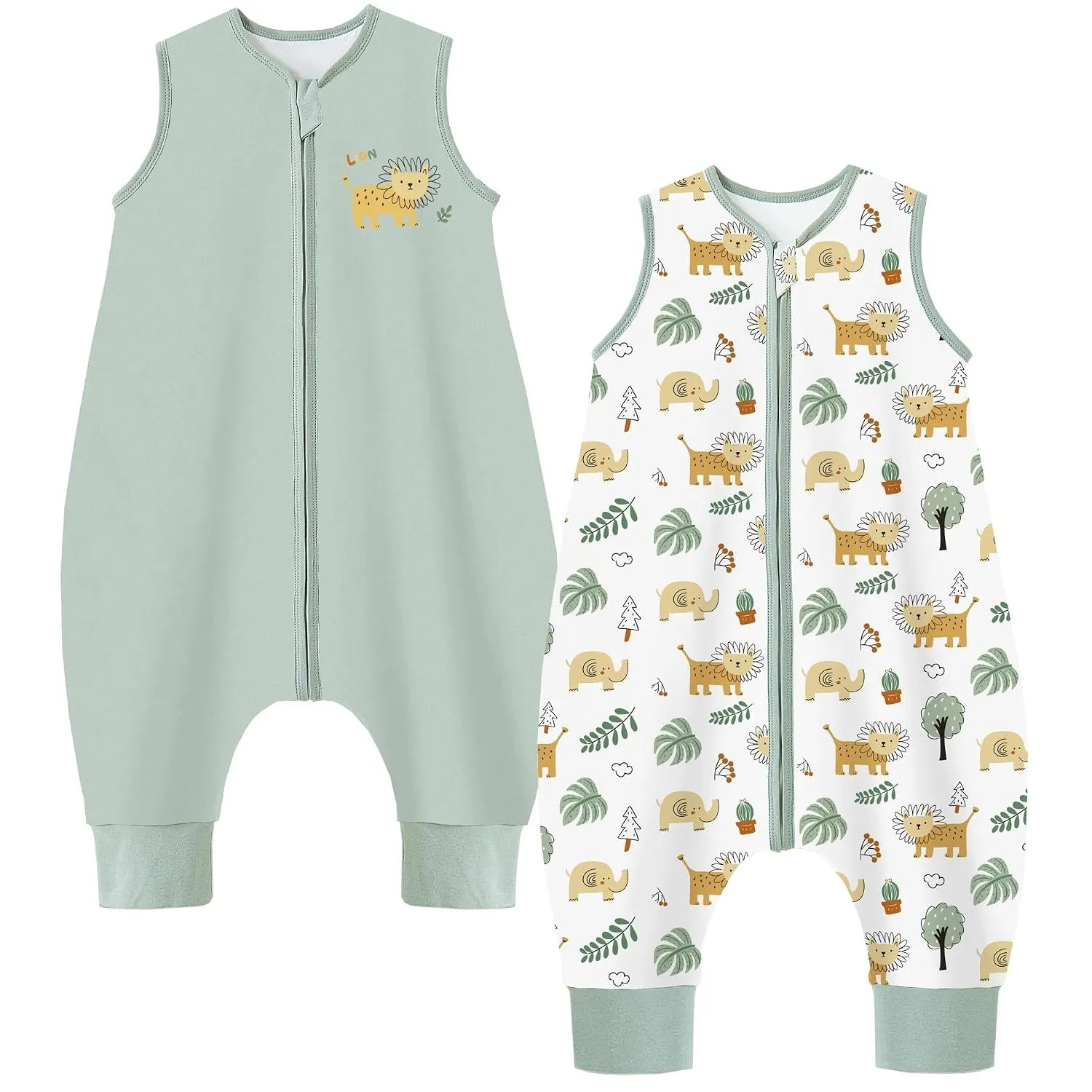 Chilsuessy 2er Pack Baby Schlafsack Sommer mit Füßen 1 Tog 100% Baumwolle Kinder Sommerschlafsack für Jungen und Mädche…
