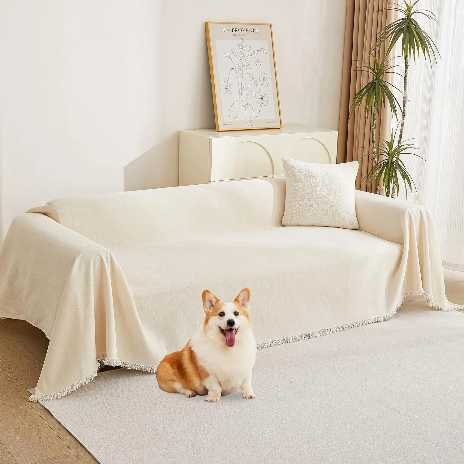 MYSKY HOME Sofa Couch überzug Beige,Sofabezug 1/2/3 Sitzer,180x300cm