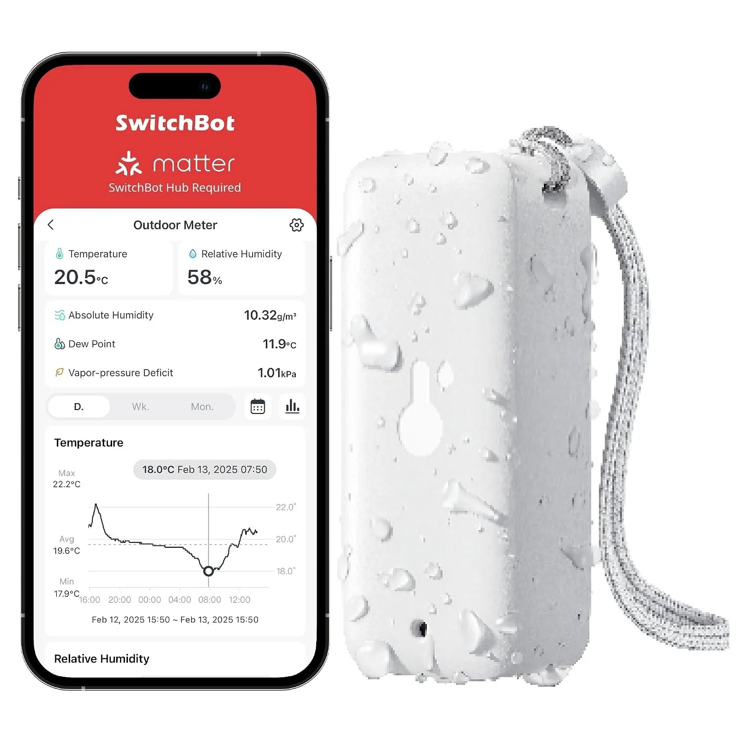 SwitchBot Thermometer Hygrometer Innen Außen, Bluetooth Außenthermometer Luftfeuchtigkeitsmesser, Präzise Thermo-Hygrom…