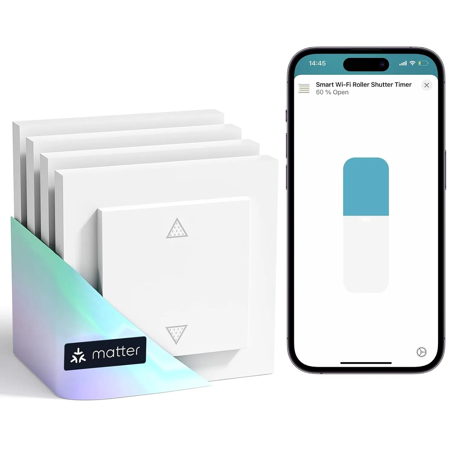 Meross Matter Smart Rolladenschalter WLAN 55x55mm, Smart Home Rolladensteuerung | Jalousieschalter, kompatibel mit Appl…