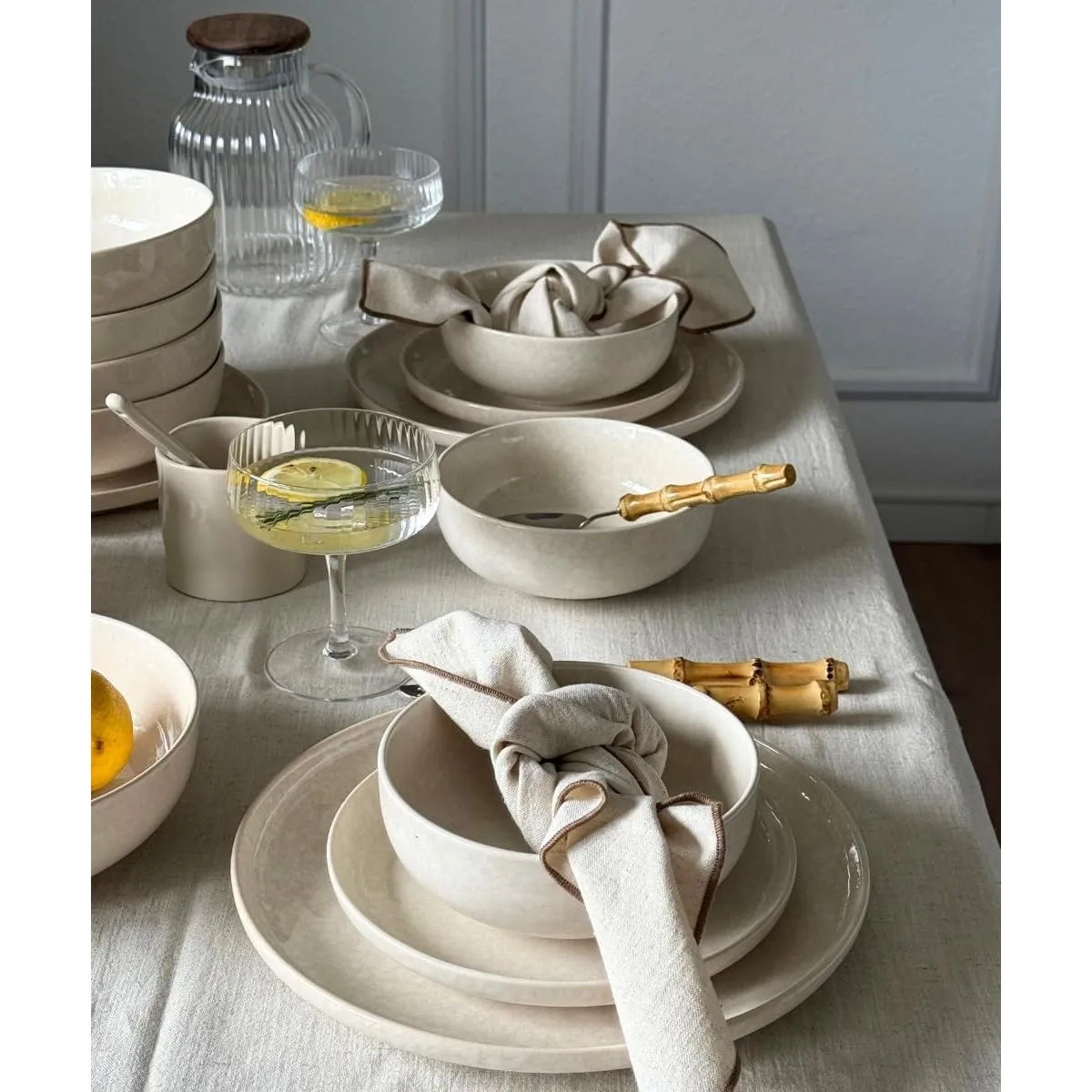 Zoha Roma Geschirrset 6 Personen – modernes 24-teiliges Porzellan Tafelservice in Beige – stilvolles Geschirrset 6 Pers…