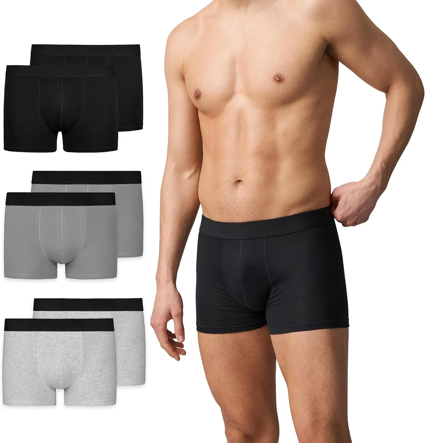 Snocks Herren Boxershorts Ohne Logo - Bio-Baumwolle 6er Pack - Atmungsaktiv Komfortbund - Unterhosen für Alltag und Spo…