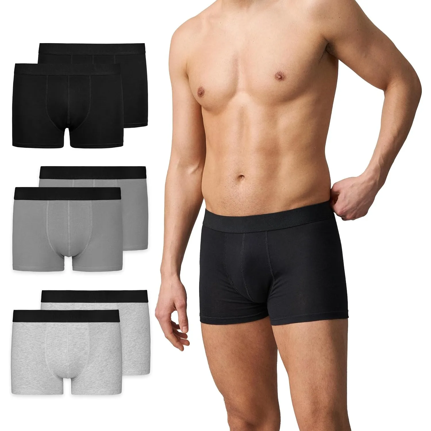 Snocks Herren Boxershorts ohne Logo aus Bio-Baumwolle, 6er Pack