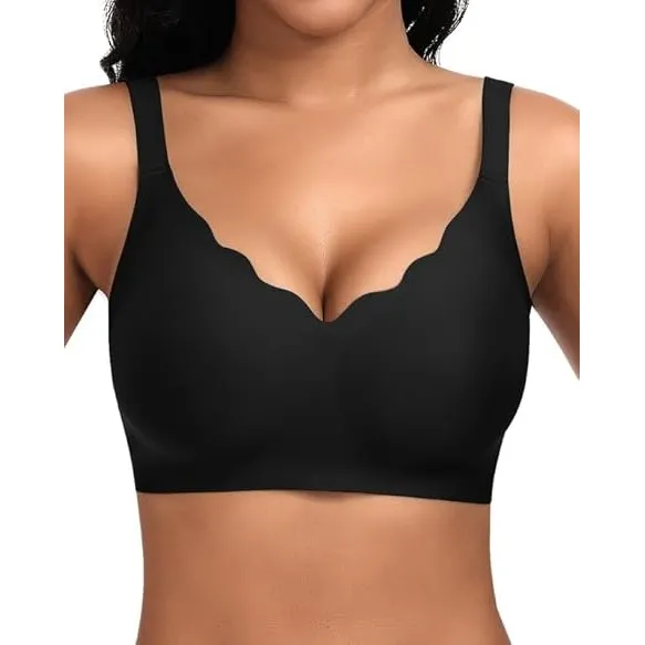 Jiuday BH Damen ohne Bügel Große Brüste Nahtloser Push Up BH Soft Bequemer Seamless Bra T Shirt Bügelloser Gepolstert K…